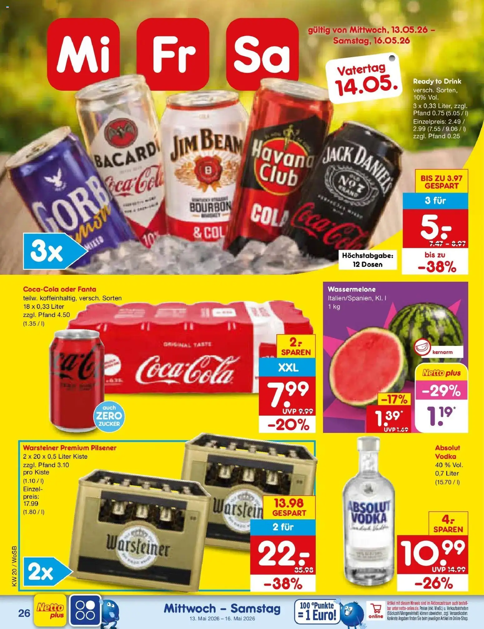 Netto Marken-Discount Prospekt Mannheim	 – gültig ab 10.05.2026 | Seite: 35 | Produkte: Bacardi, Jim beam, Zucker, Wassermelone