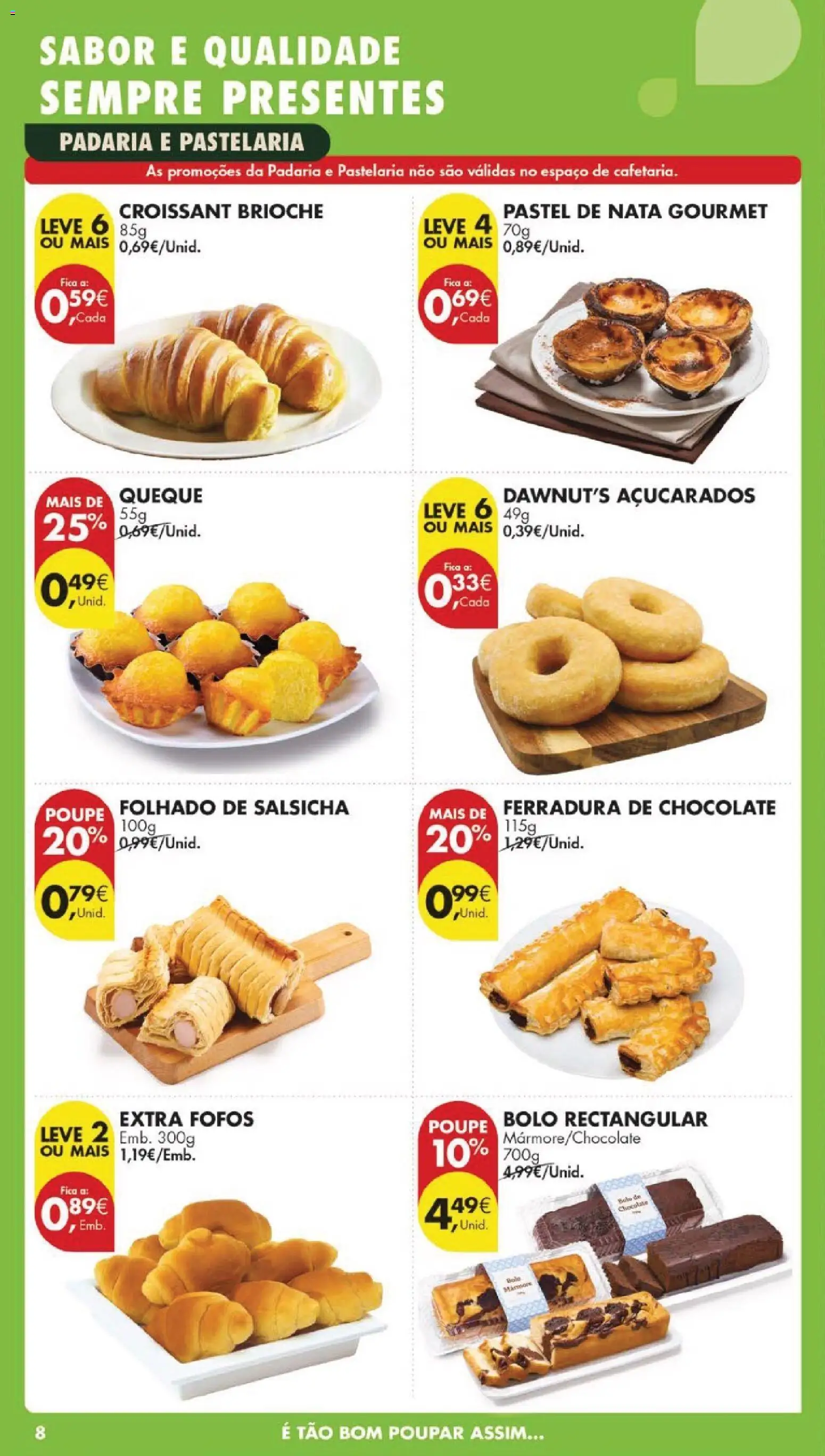 Pingo Doce folheto │ válido de 21.04.2026 | Página: 8 | Produtos: Padaria, Bolo, Salsicha, Nata