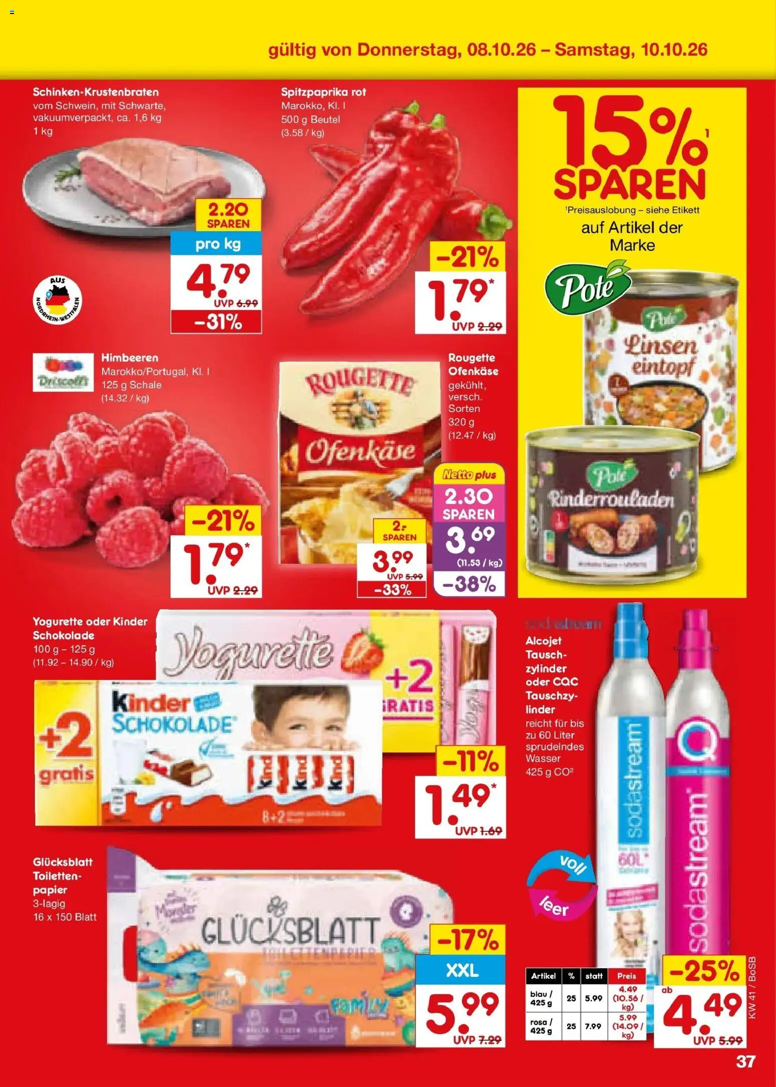Netto Marken-Discount Prospekt Bochum – gültig ab 05.10.2026 | Seite: 47 | Produkte: Rinderrouladen, Himbeeren, Rougette ofenkase, Sodastream