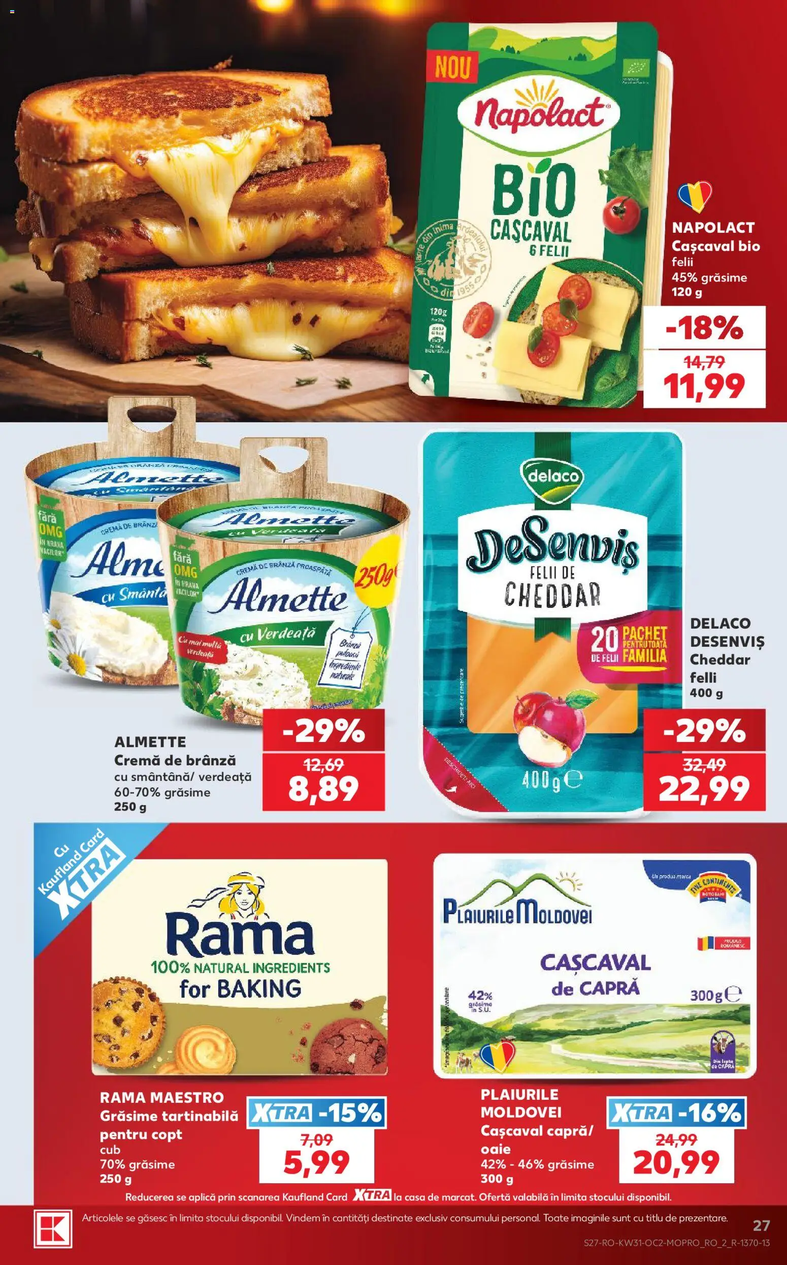 Noul catalog Kaufland – valabil de la 29.07.2026 | Pagină: 27 | Produse: Light Kedi Konservesi, Cașcaval, Brânză, Cremă