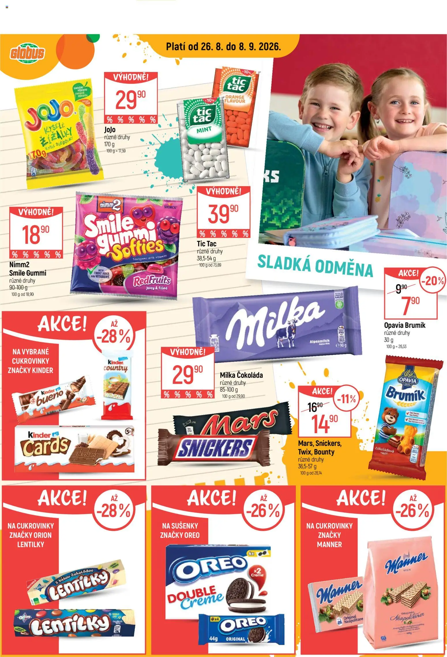 Globus leták - Školní pomůcky od 26.08.2026 | Strana: 5 | Produkty: Jojo, Milka, Cukrovinky, Kinder