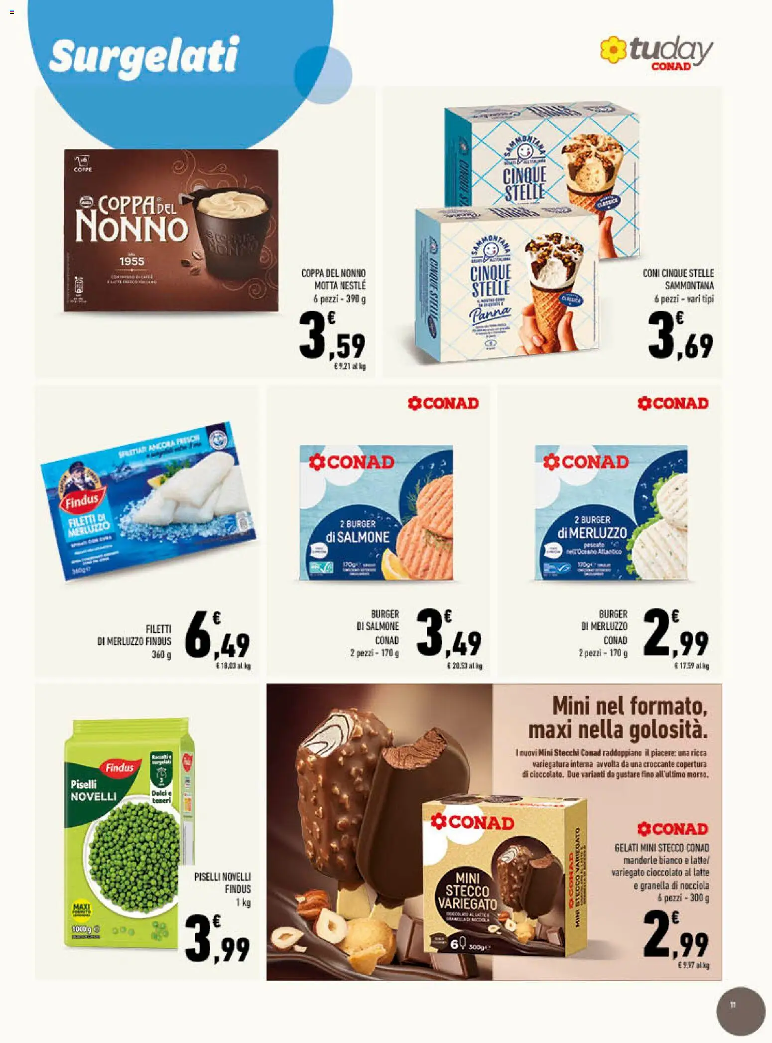 Volantino Conad del 29/07/2026 | Pagina: 11 | Prodotti: Salmone, Merluzzo, Panna, Piselli