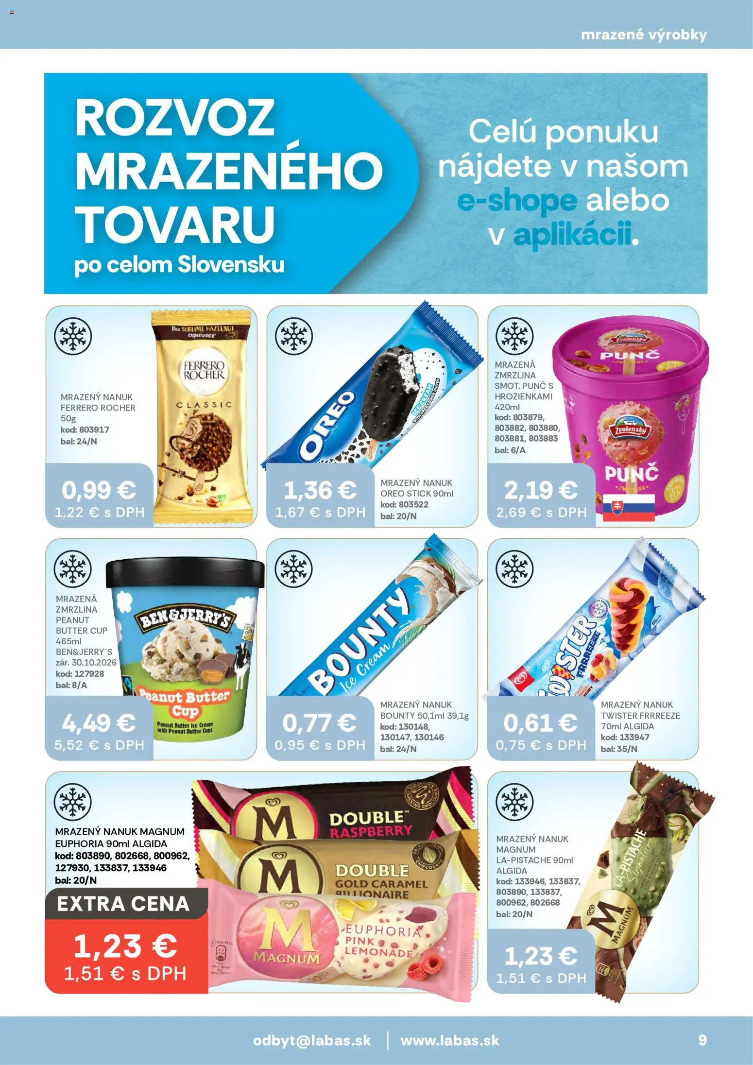 Nové Labaš akcie – leták je platný od 17.07.2026 | Strana: 9 | Produkty: Nanuk, Zmrzlina, Magnum, Ferrero Rocher