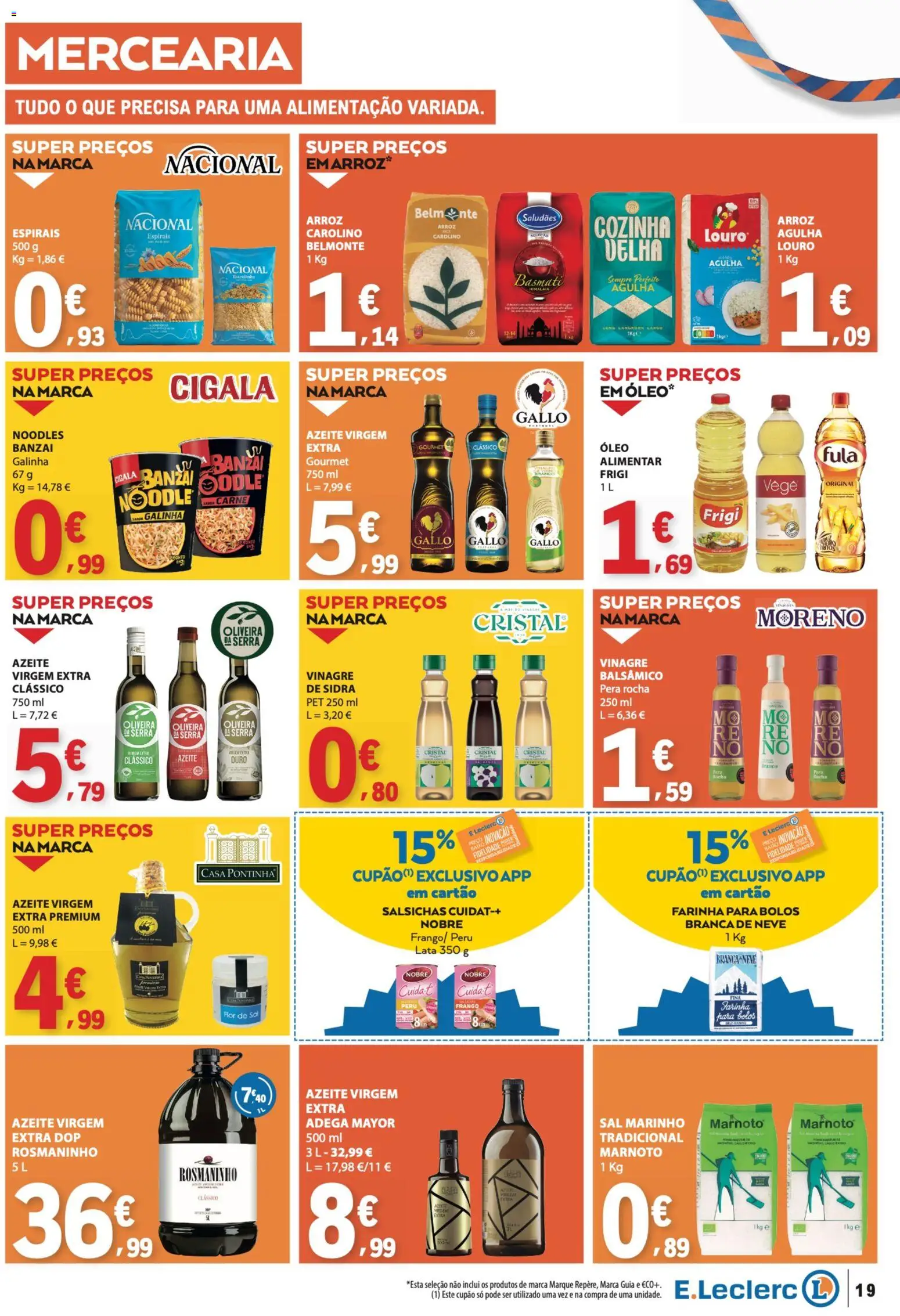 E.Leclerc folheto Semanal Aniversário 31 │ válido de 22/10/2026 | Página: 19 | Produtos: Vinagre, Vinagre balsâmico, Sidra, Farinha