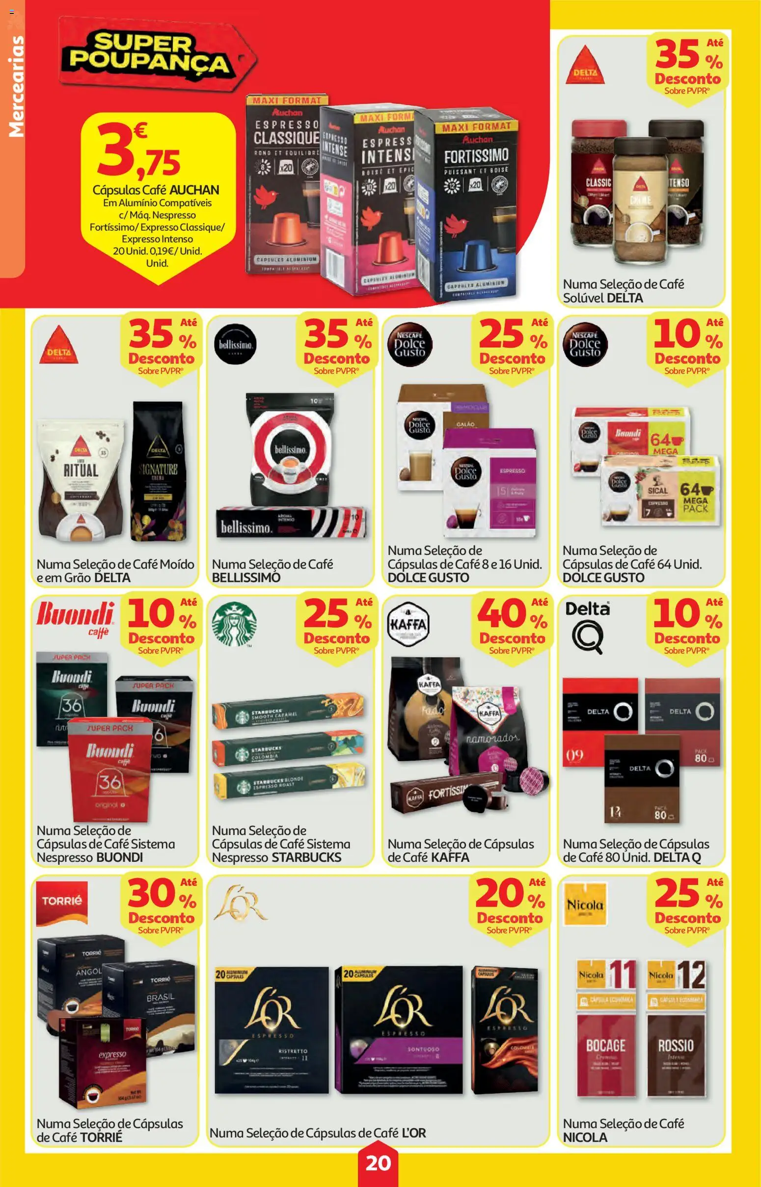 Auchan folheto │ válido de 16.04.2026 | Página: 20 | Produtos: Delta q, Café solúvel, Nespresso, Dolce gusto