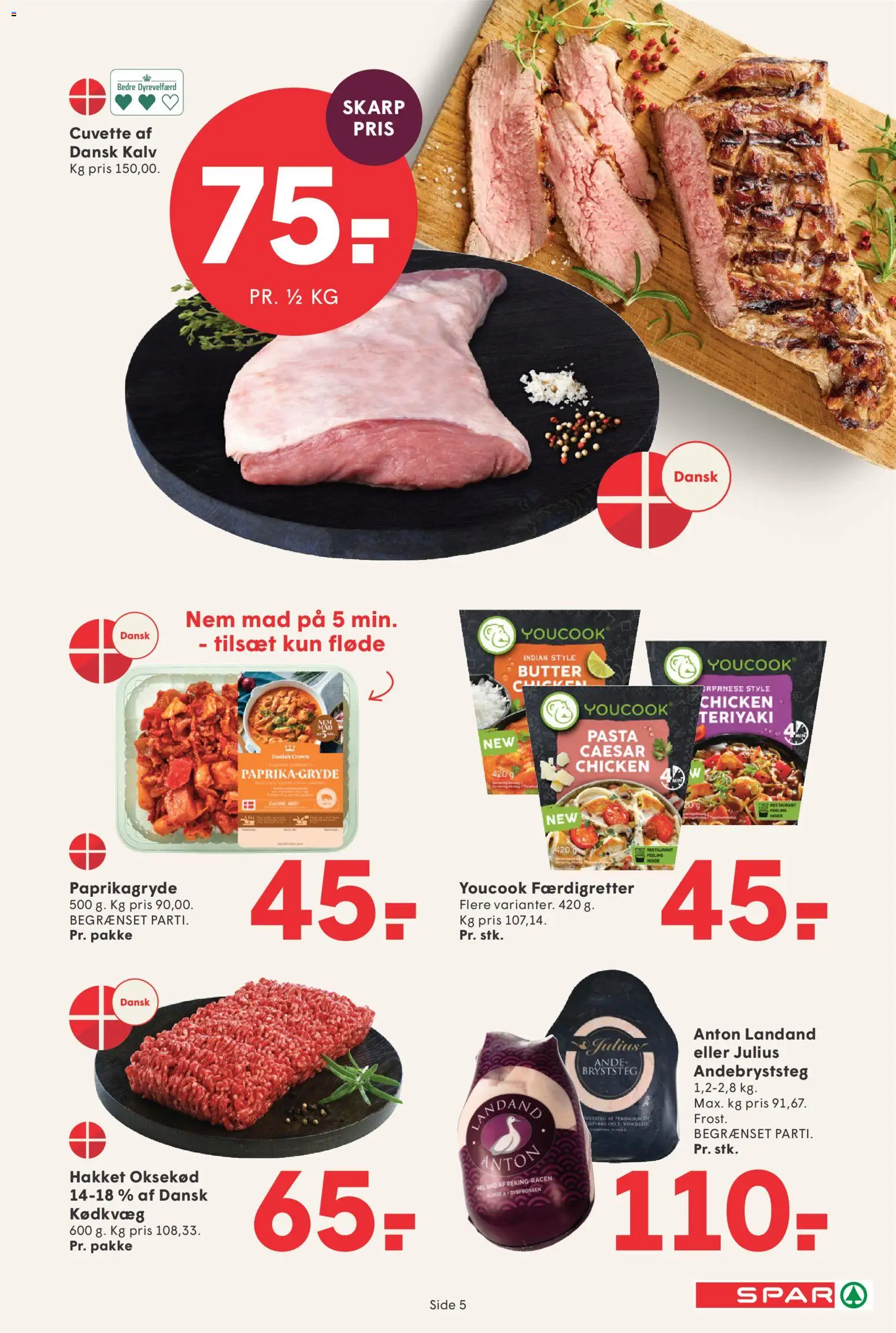 Spar tilbudsavis – gyldig fra 25/09/2026 | Side: 5 | Produkter: Pasta, Oksekød, Fløde