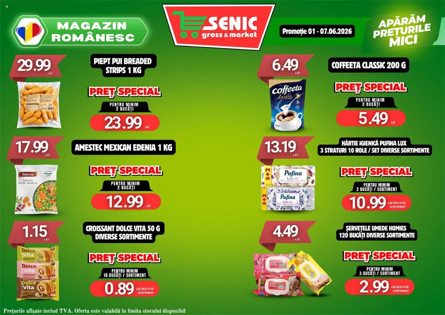 Noul catalog Senic – valabil de la 01.06.2026 | Pagină: 4 | Produse: Hacıyatmaz Kedi Oyuncağı, Role, Mici, Șervețele umede