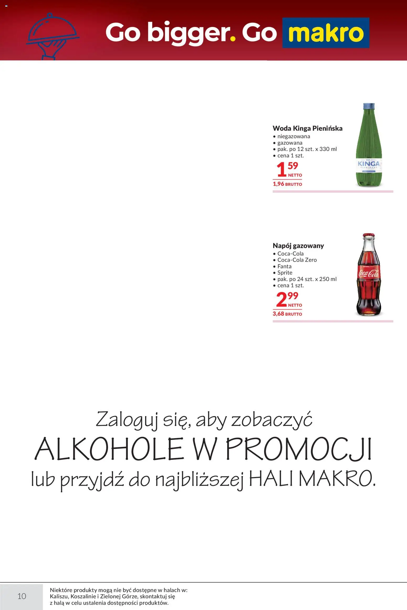 Makro gazetka - Oferta dla gastronomii od 15.09.2026 | Strona: 10 | Produkty: Alkohole, Sprite, Coca cola, Woda