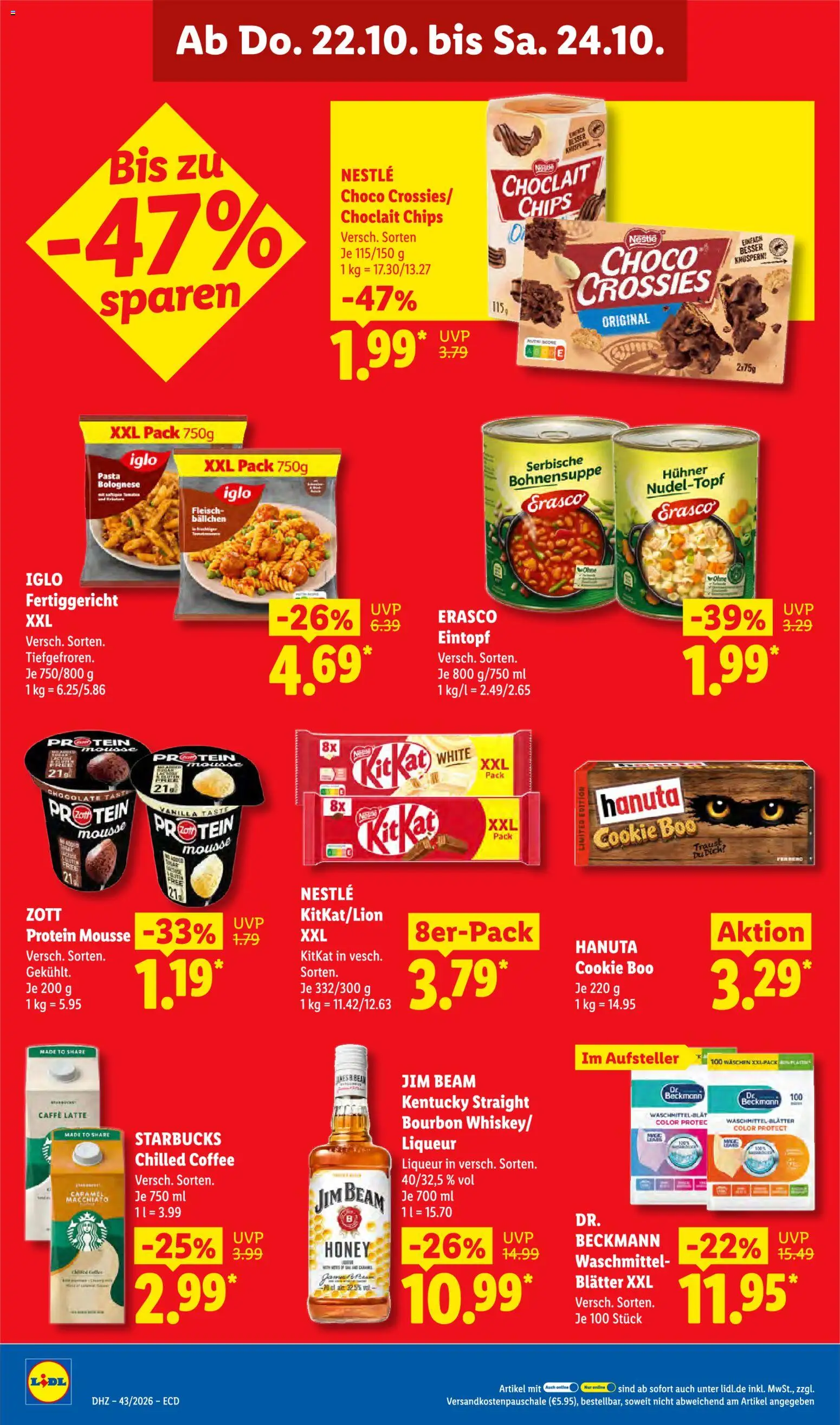 Lidl Německo leták od 19.10.2026 | Strana: 68 | Produkty: Starbucks, Jim Beam, Bourbon, Protein