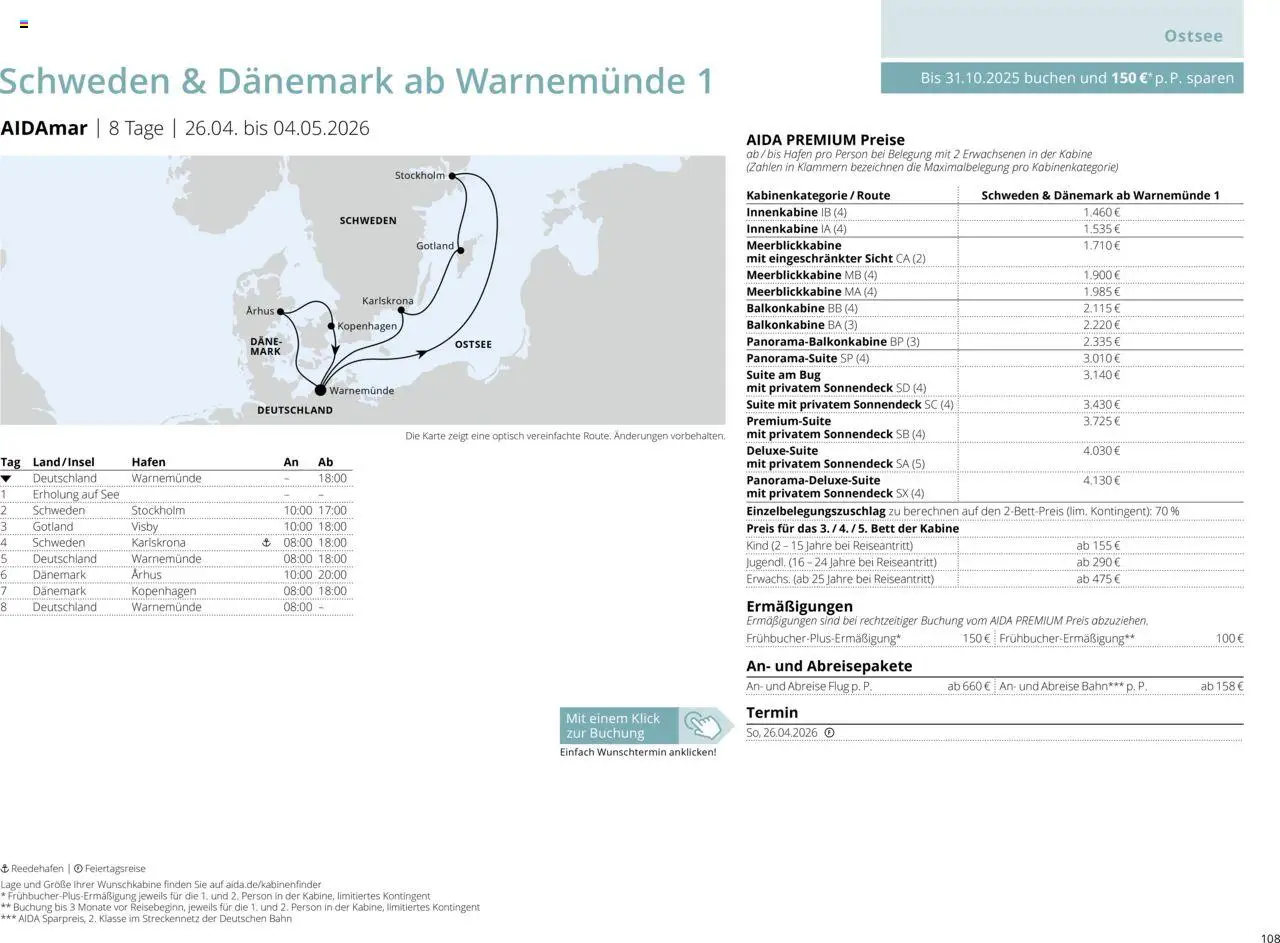 Aida Sommer 2026 – gültig ab 01.03.2026 | Seite: 108 | Produkte: Bett