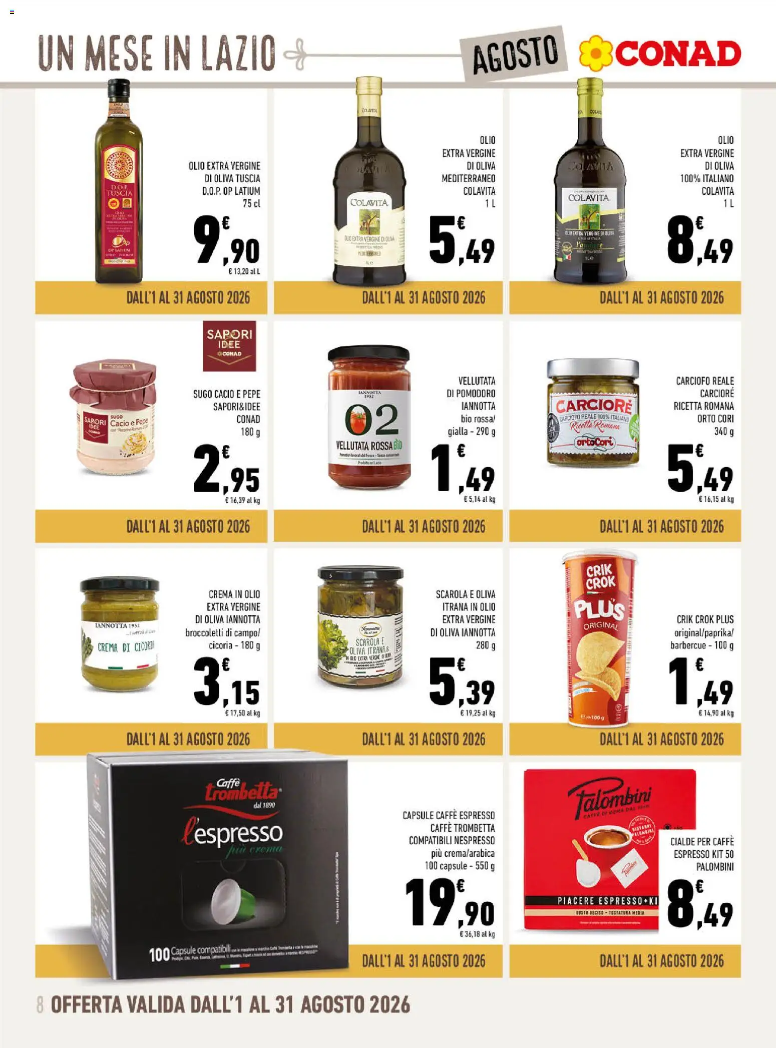 Volantino Conad del 01/08/2026 | Pagina: 8 | Prodotti: Crema, Pepe, Pomodoro, Broccoletti