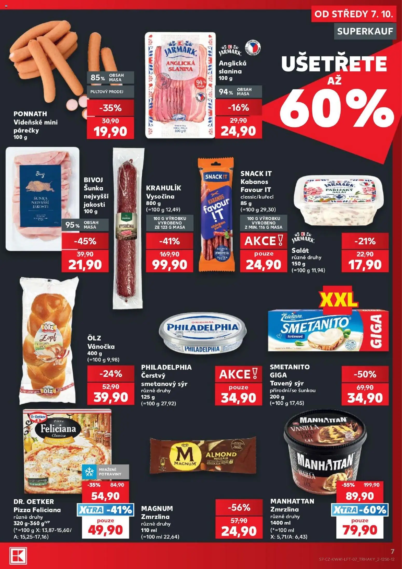 Kaufland leták - Praha 8 od 07.10.2026 | Strana: 7 | Produkty: Párky, Manhattan, Cream cheese, Philadelphia
