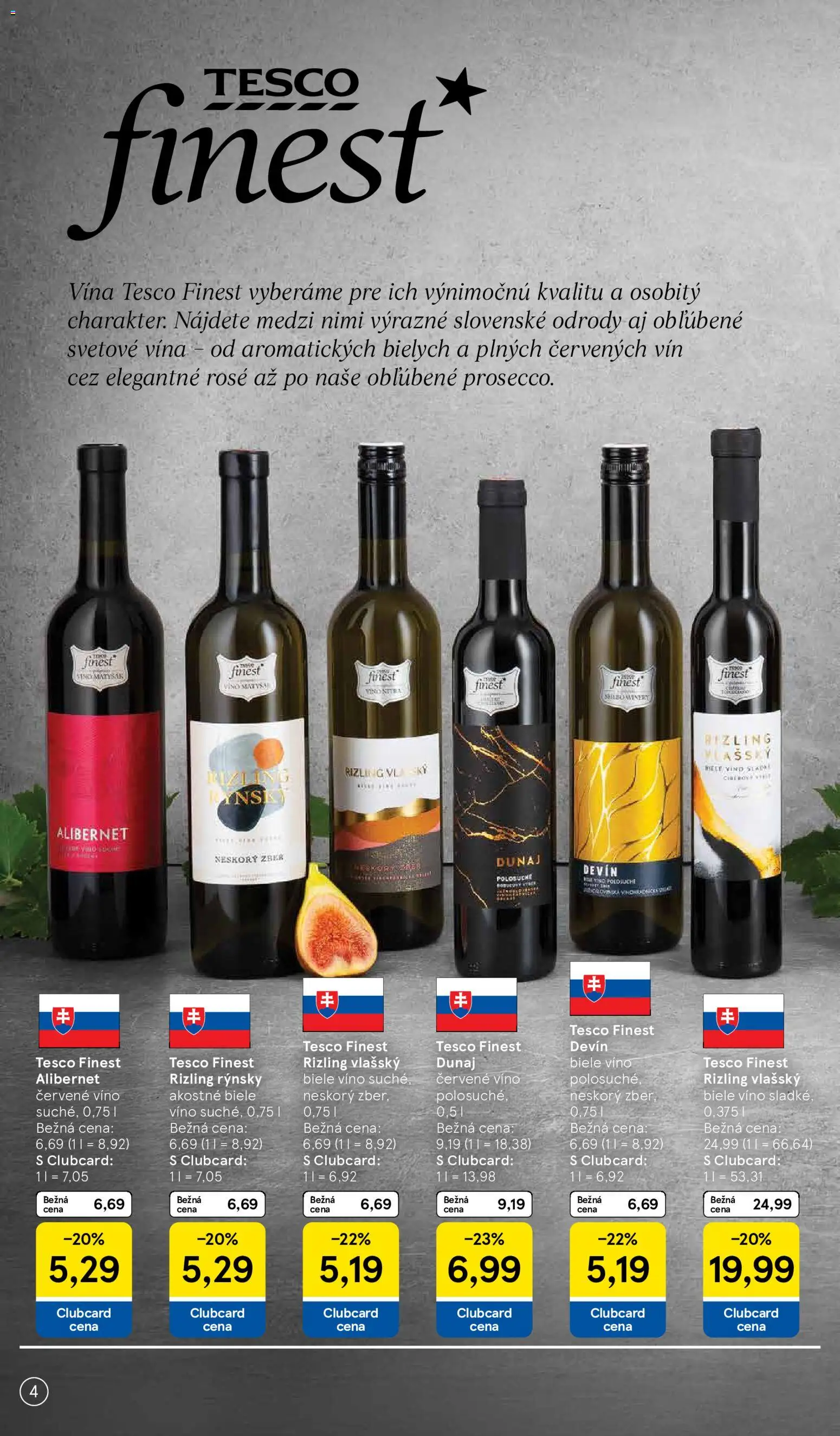 Nové Tesco akcie – leták je platný od 05.10.2026 | Strana: 4 | Produkty: Biele víno, Víno, Červené víno