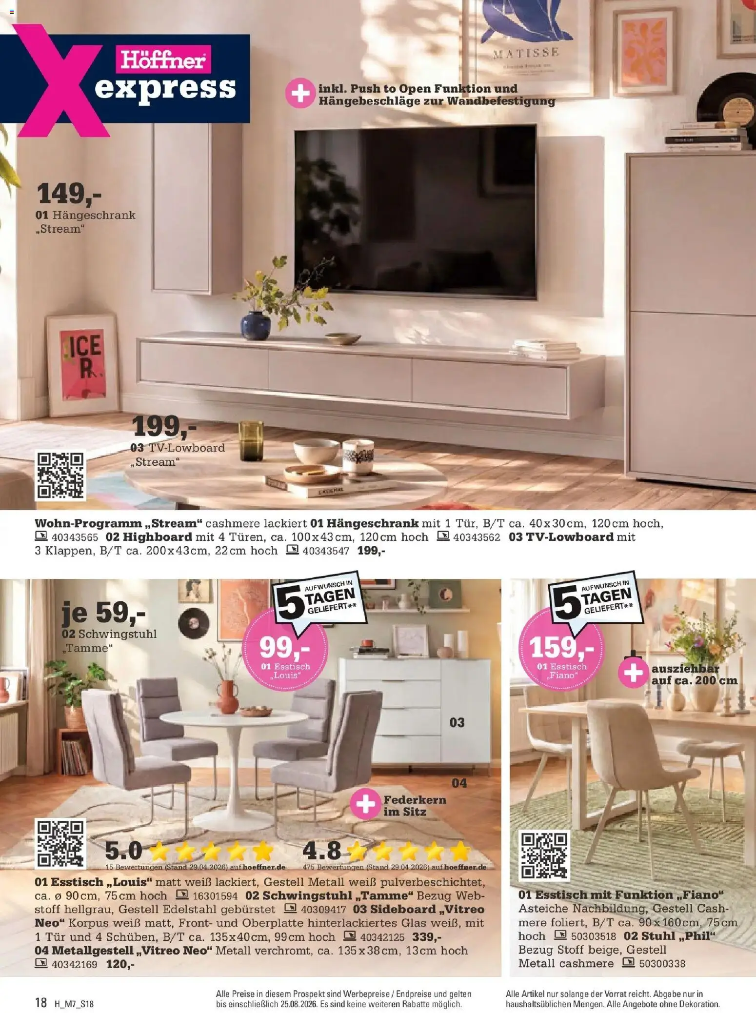 Höffner Prospekt Chemnitz-Röhrsdorf – gültig ab 12.08.2026 | Seite: 18 | Produkte: Sideboard, HIghboard, Tür, Hängeschrank