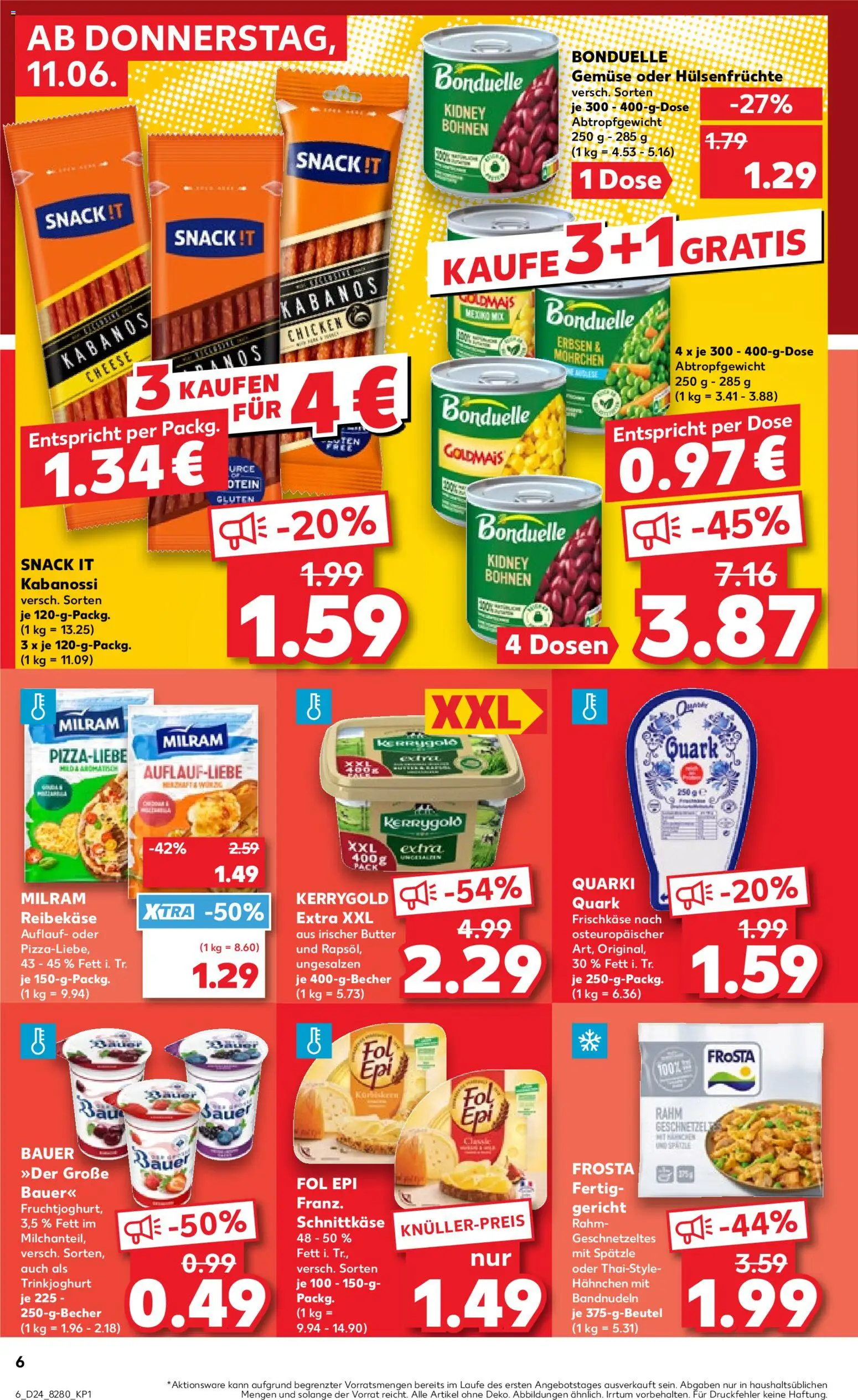 Kaufland Prospekt Hamburg – gültig ab 11.06.2026 | Seite: 6 | Produkte: Frosta, Trinkjoghurt, Erbsen, Frischkase
