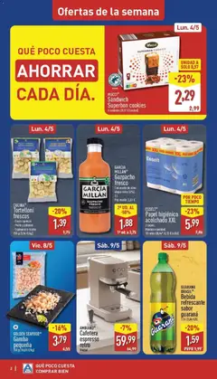 Vista previa Aldi folleto Península válido desde el 04.05.2026 | Página: 2 | Productos: Aceite, Papel higienico, Πορσελάνη, Cafetera