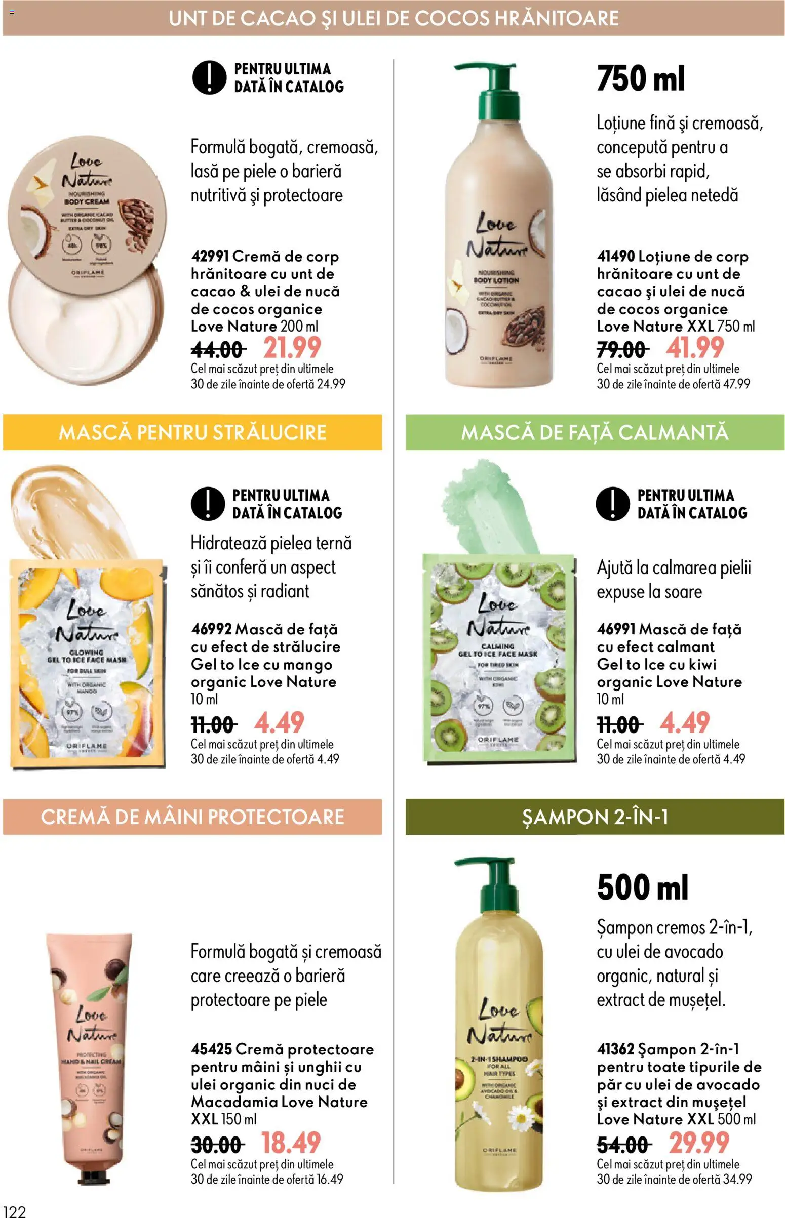 Noul catalog Oriflame – valabil de la 19.08.2026 | Pagină: 122 | Produse: Cremă de corp, Kiwi, Nuci, Mango