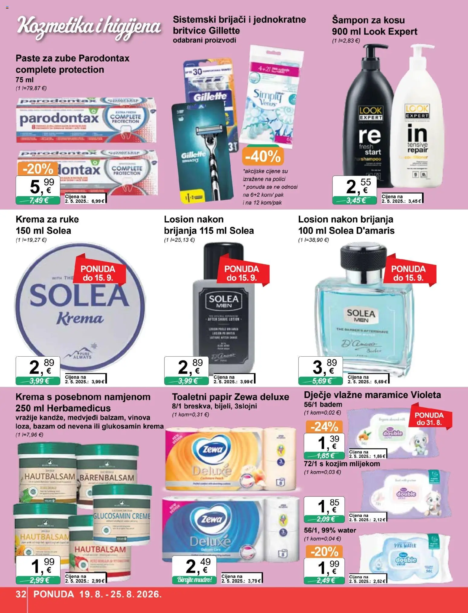 KTC katalog | vrijedi od 19.08.2026 | Stranica: 32 | Proizvodi: Losion nakon brijanja, Krema za ruke, Krema, Parodontax