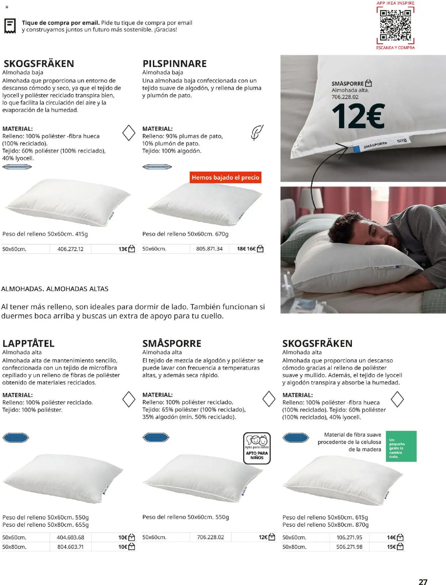 IKEA - Ropa de cama │ válido desde el 01/09/2026 | Página: 27 | Productos: Algodón, Peso, Almohada