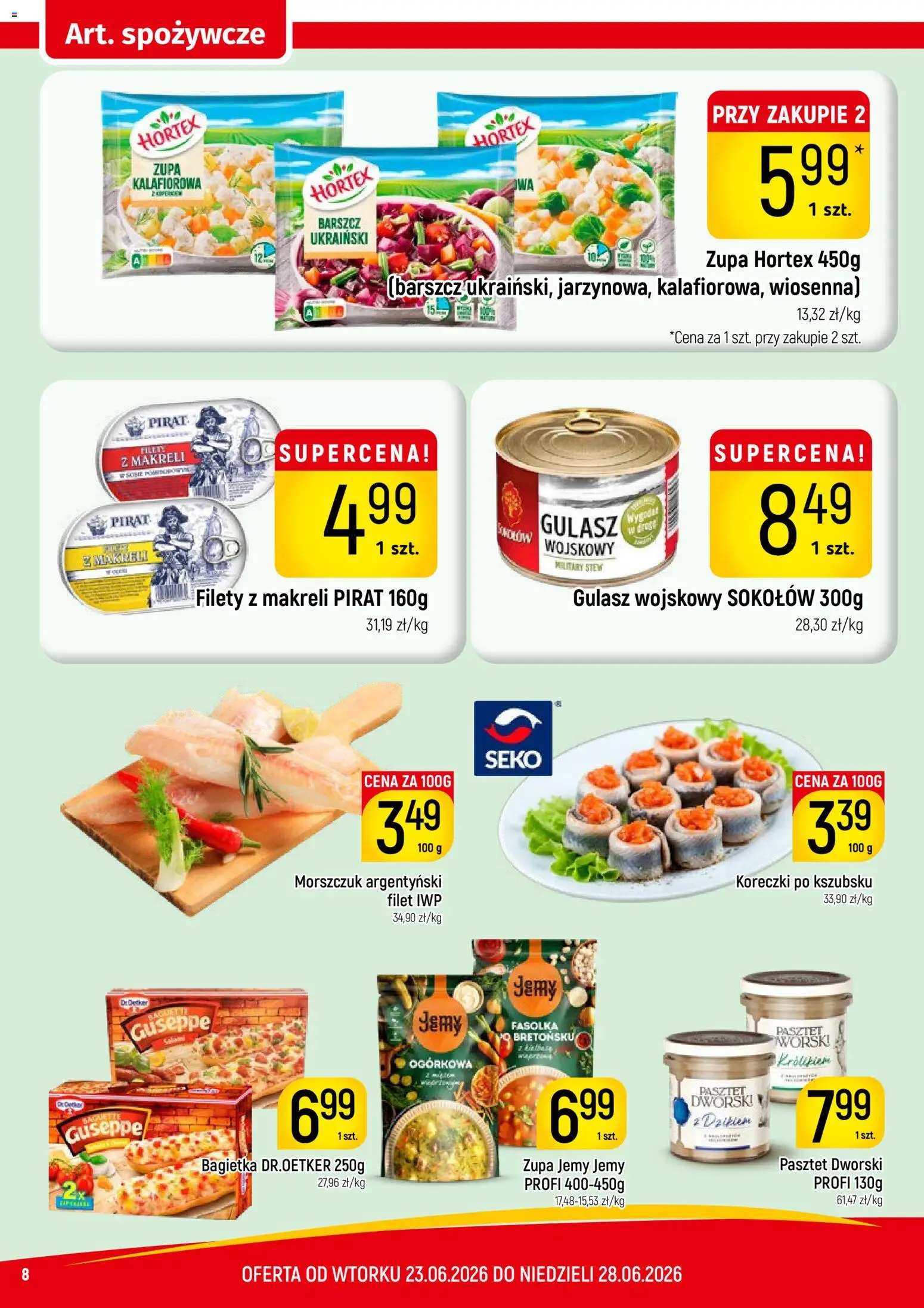 Piotruś Pan gazetka od 23.06.2026 | Strona: 8 | Produkty: Barszcz, Bagietka, Morszczuk, Gulasz