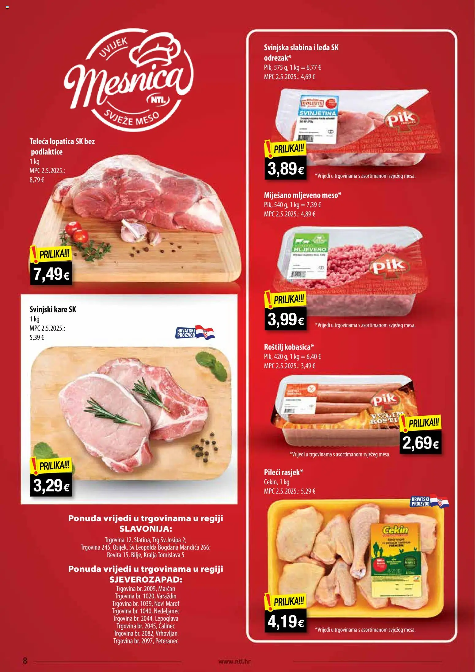NTL katalog | vrijedi od 05.08.2026 | Stranica: 8 | Proizvodi: Roštilj, Svinjski kare, Meso, Svinjetina