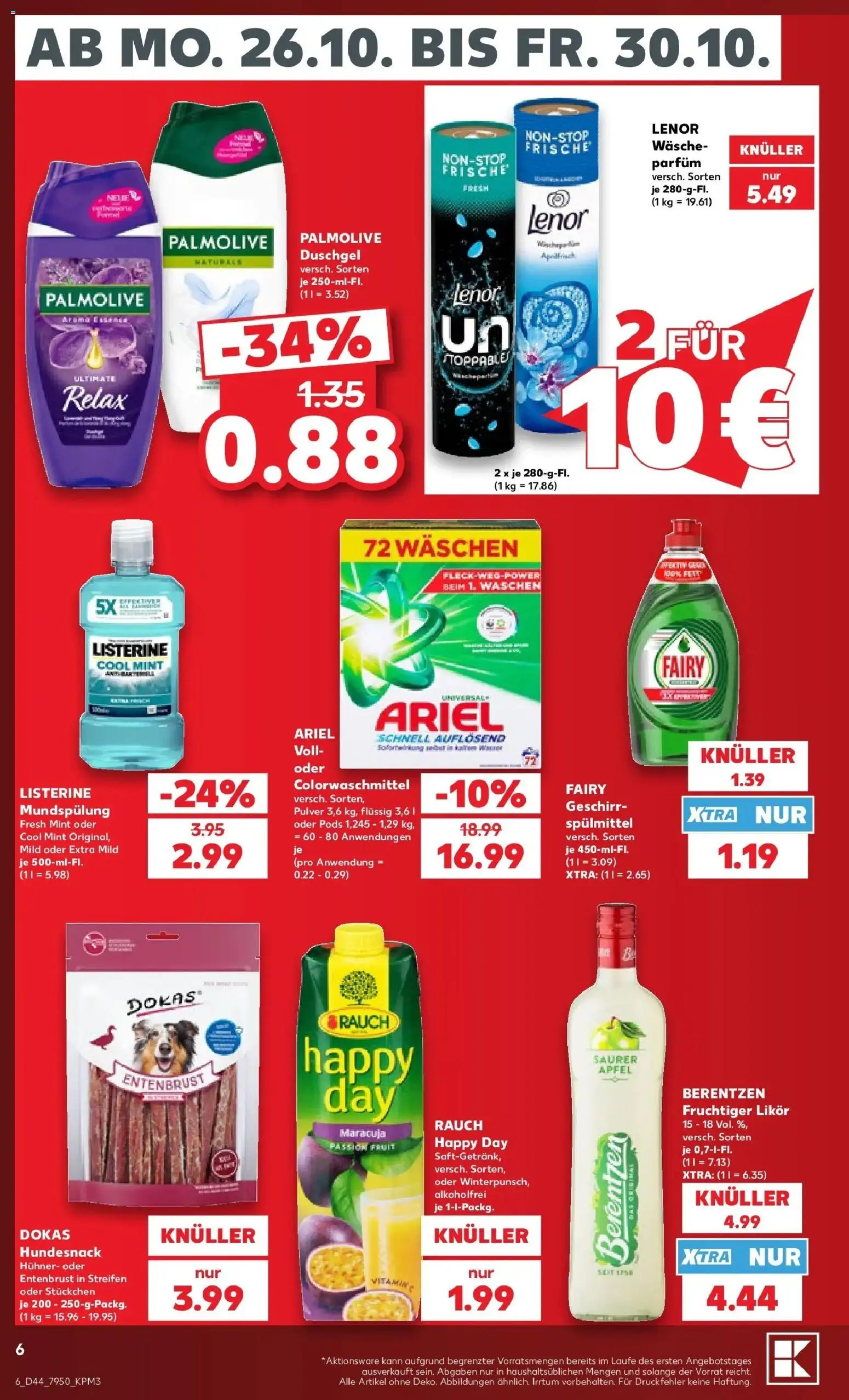 Prospekt Kaufland ab 26.10.2026 » Angebote Online zum Blättern | Seite: 10 | Produkte: Lenor, Duschgel, Berentzen, Listerine