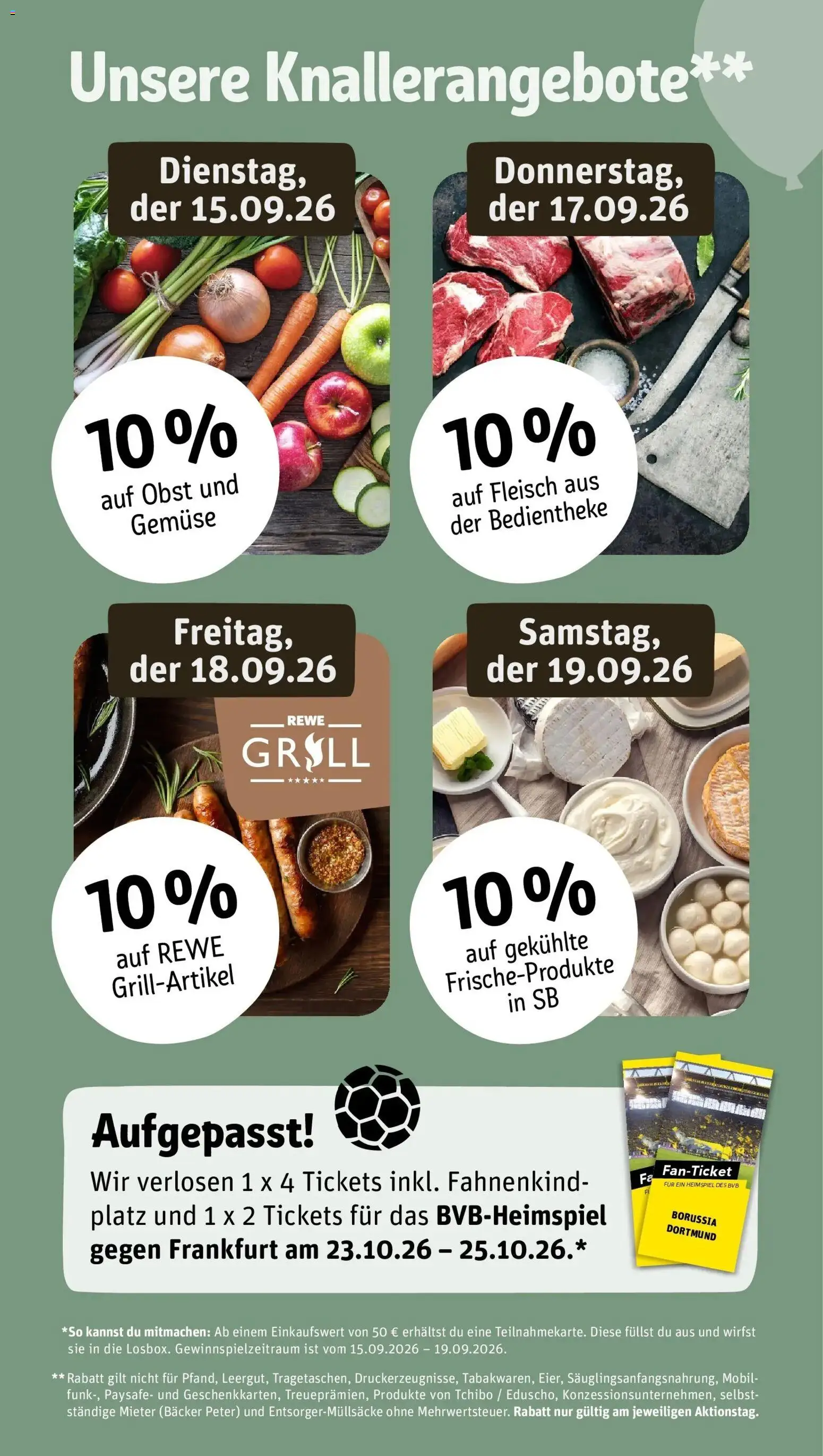 REWE Prospekt ab 14.09.2026 zum Blättern » Angebote | Seite: 2 | Produkte: Gemüse, Obst, Fleisch