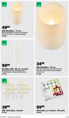 Biltema erbjudanden November - Förhandsvisning av reklamblad från butik Biltema aktuell från 23/10/2026 | Sida: 4 | Produkter: Värmeljus, Ljus