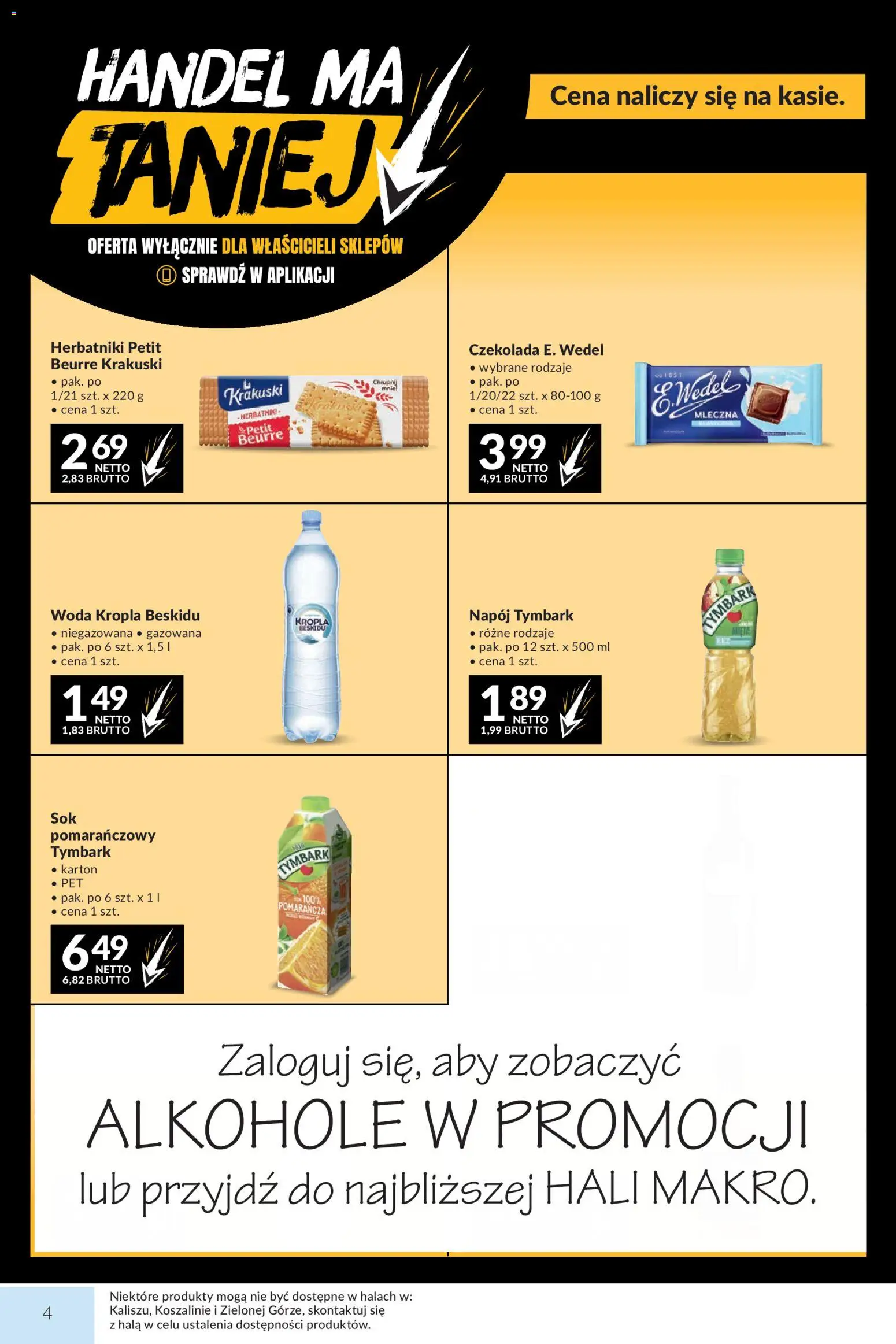 Makro gazetka od 13.10.2026 | Strona: 4 | Produkty: Alkohole, Herbatniki petit beurre, Tymbark, Woda