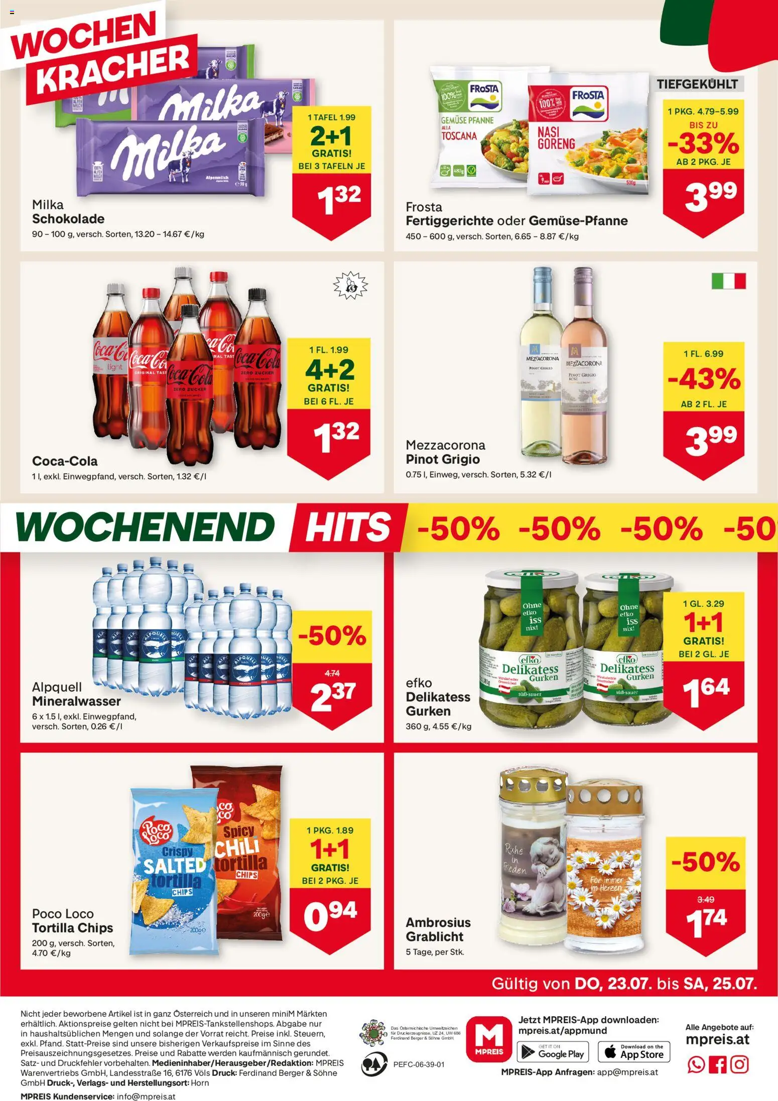 MPREIS Flugblatt gültig ab 23.07.2026 | Seite: 16 | Produkte: Chips, Gurken, Gemüse, Fertiggerichte