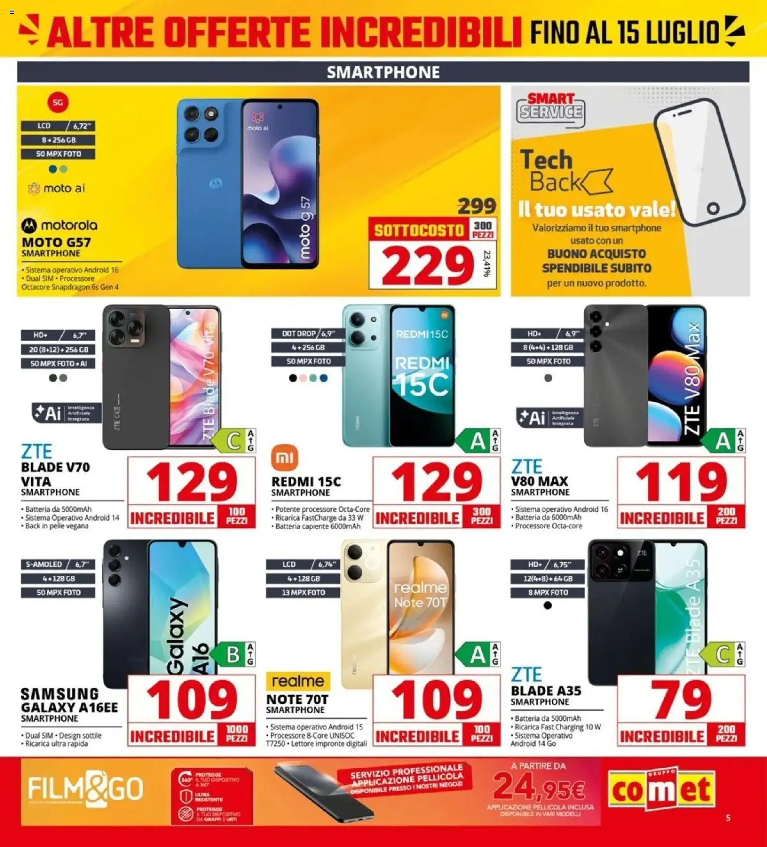 Volantino Comet del 03/07/2026 | Pagina: 5 | Prodotti: Smartphone, Pellicola, Batteria, Samsung