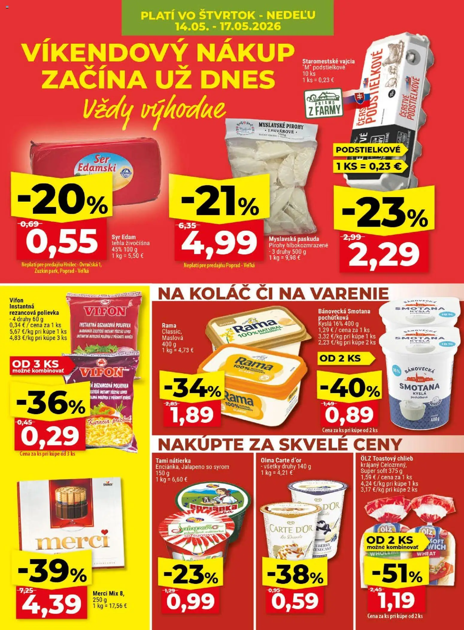 Nové Klas akcie – leták je platný od 11.05.2026 | Strana: 27 | Produkty: Syr, Chlieb, Smotana, Merci