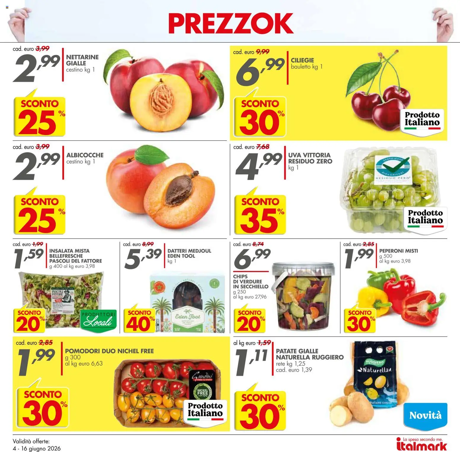 Volantino Italmark del 04.06.2026 | Pagina: 17 | Prodotti: Insalata, Pomodori, Albicocche, Cestino