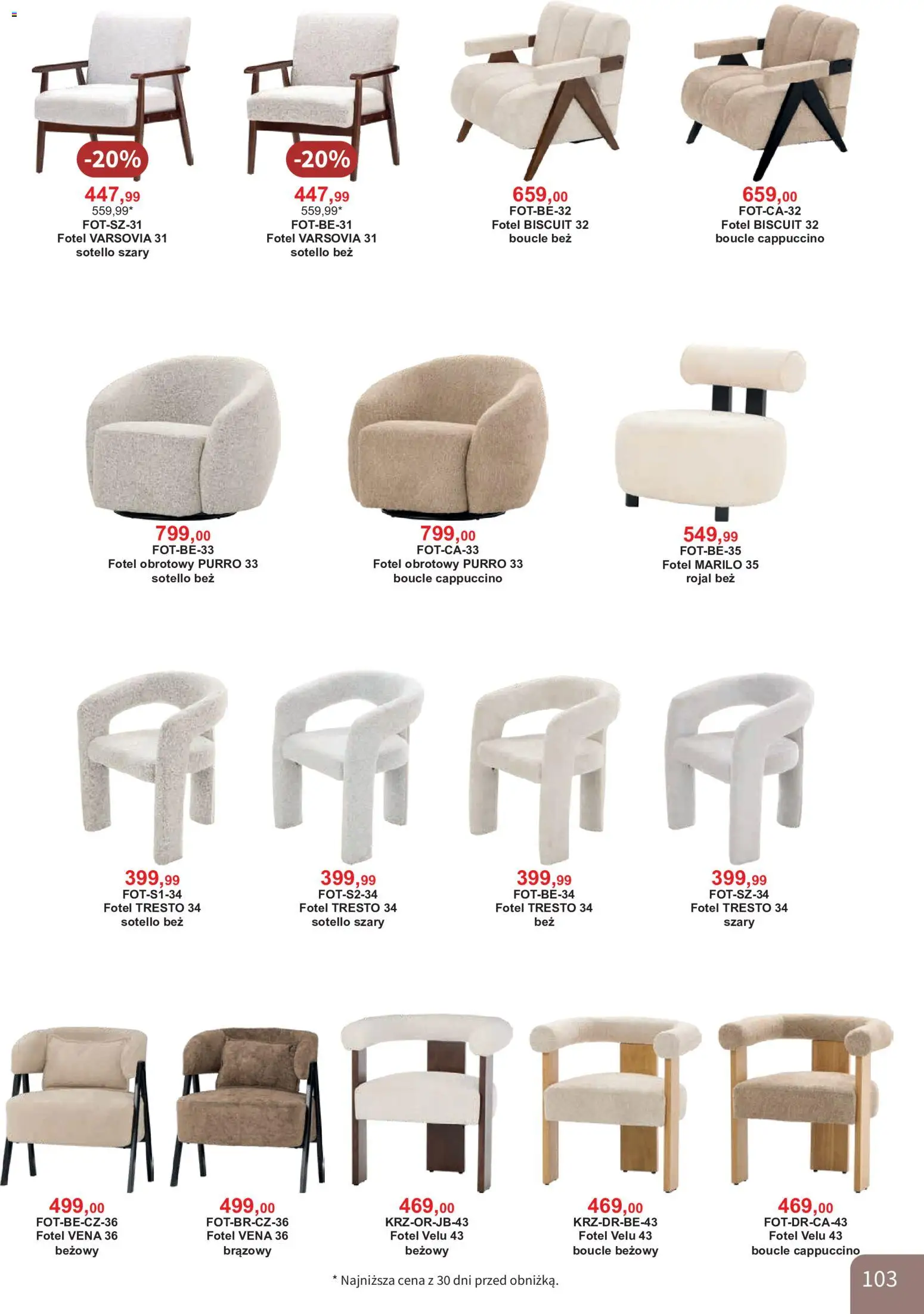 Bodzio Katalog od 01.08.2026 | Strona: 103 | Produkty: Cappuccino, Fotel