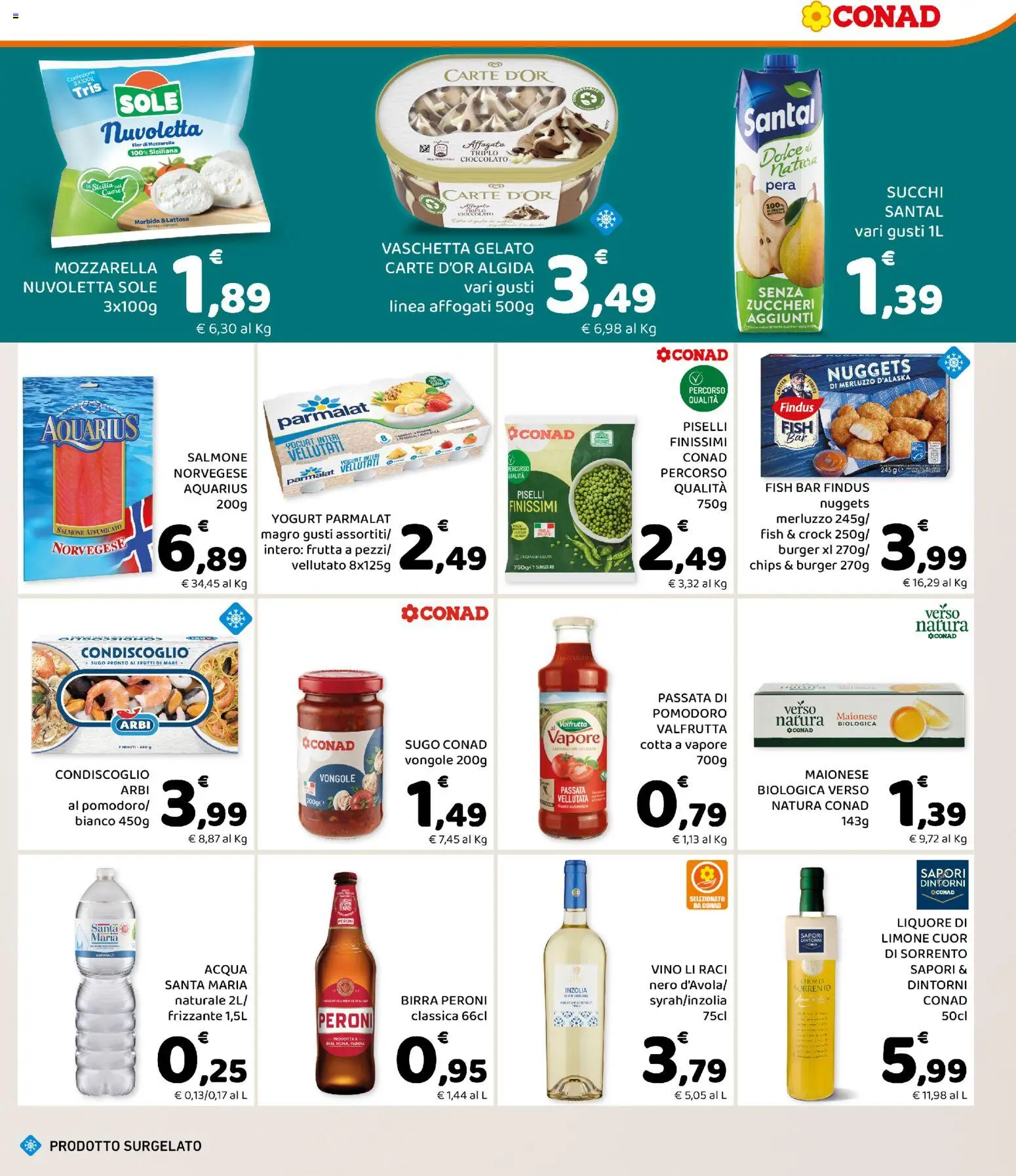 Volantino Conad del 02/09/2026 | Pagina: 3 | Prodotti: Salmone, Vongole, Acqua naturale, Piselli