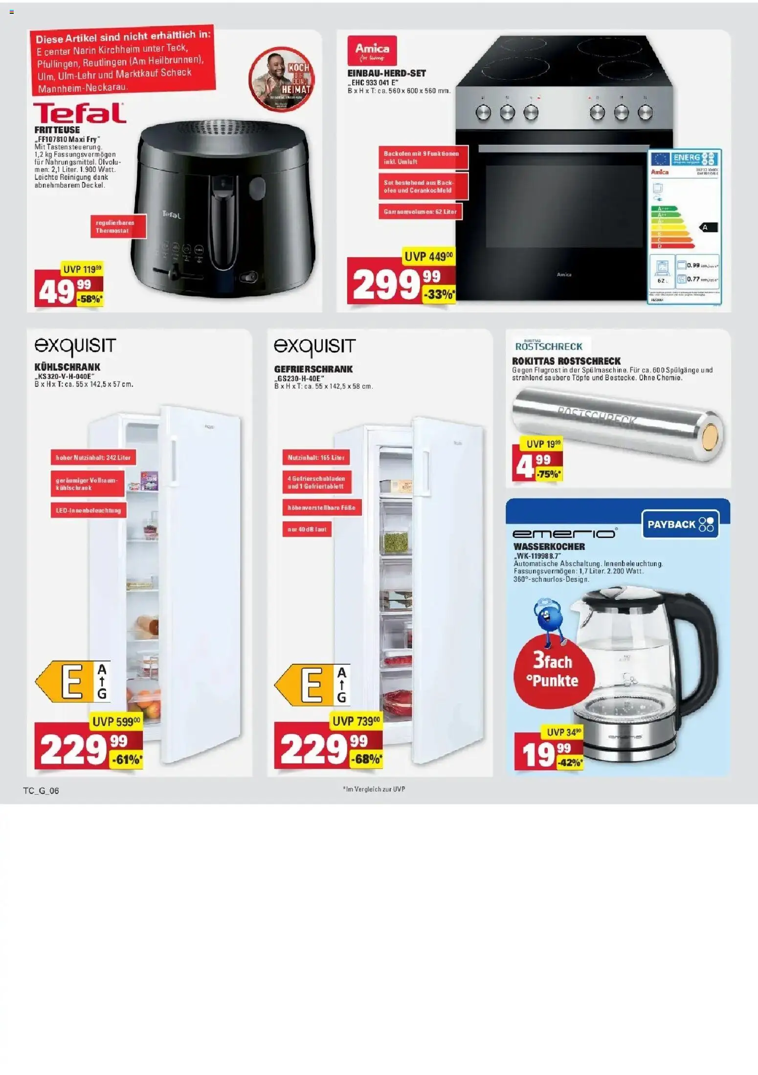 E center Prospekt Sinzheim – gültig ab 13.07.2026 | Seite: 91 | Produkte: Gefrierschrank, Ofen, Kühlschrank, Fritteuse