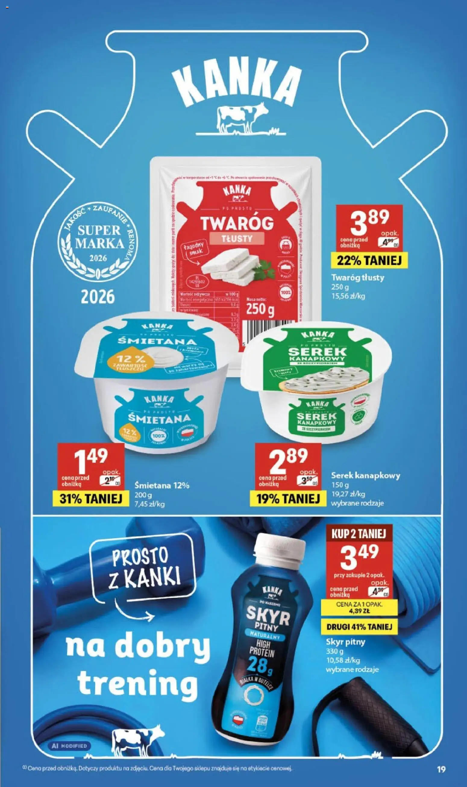 Delikatesy Centrum gazetka od 22.10.2026 | Strona: 19 | Produkty: Serek kanapkowy, Serek, Skyr pitny, Śmietana