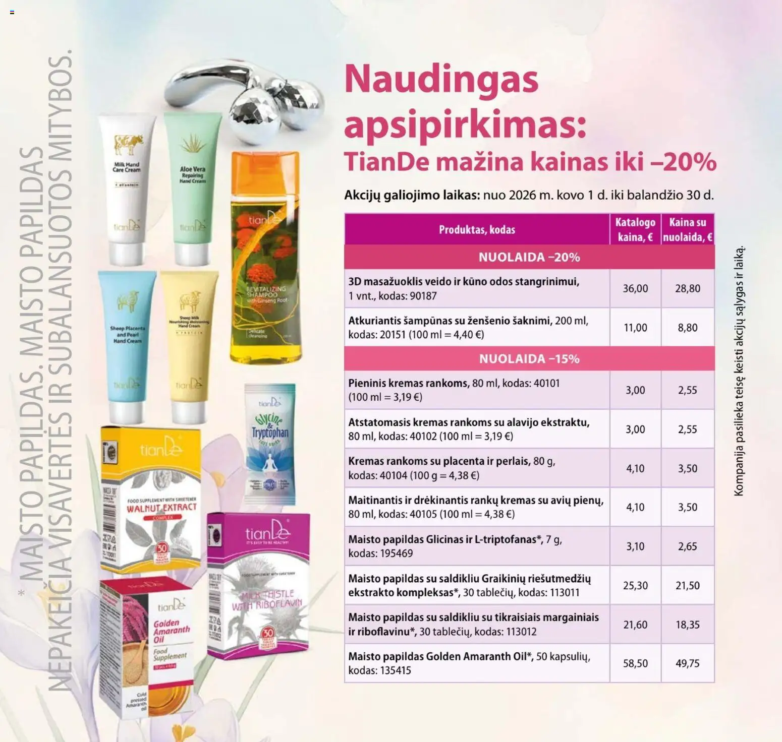 TianDe akcijos nuo 2026.03.01 | Puslapis: 4 | Prekių: Šampūnas, Kremas