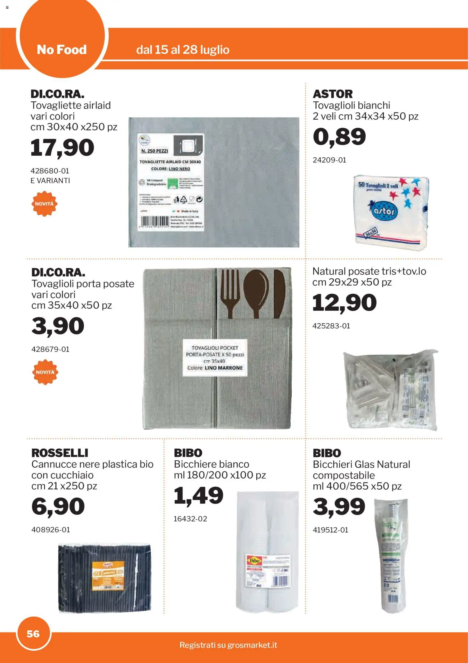 Volantino Sogegross del 15/07/2026 | Pagina: 56 | Prodotti: Posate, Portaposate, Tovagliette