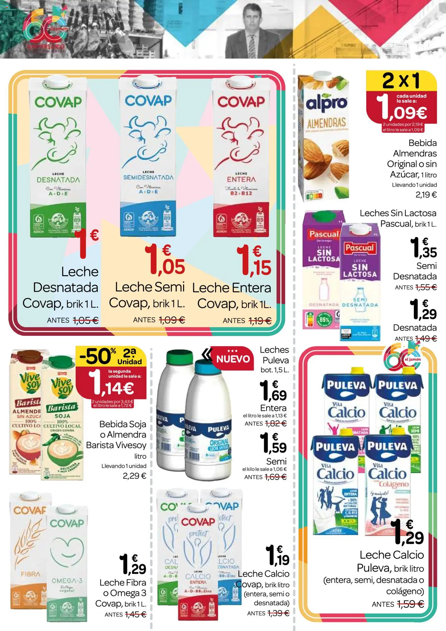 Supermercados El Jamón folleto │ válido desde el 30/07/2026 | Página: 20 | Productos: Leche desnatada, Leche entera, Δοχείο φοντί, Jamón