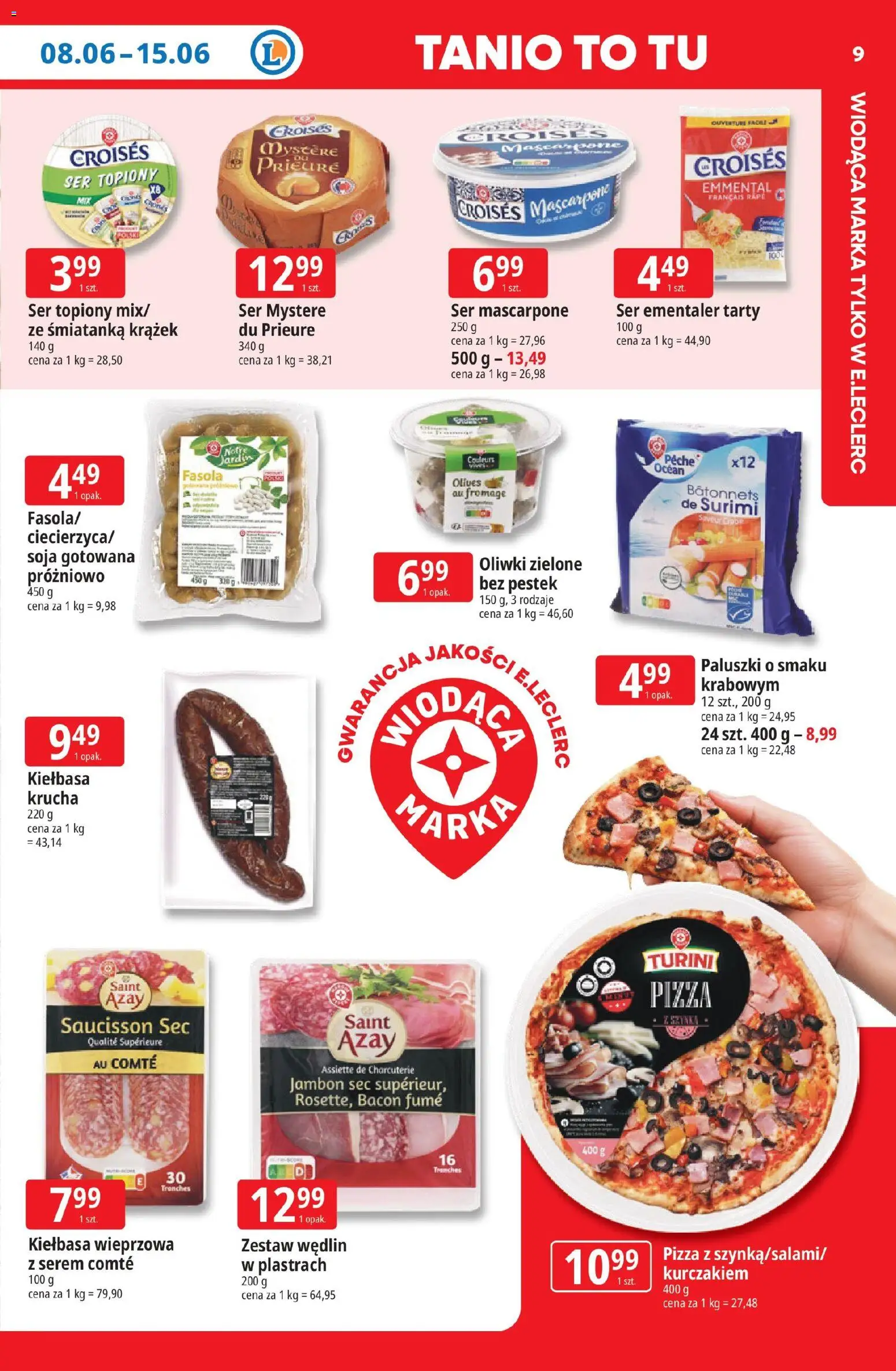 E.Leclerc gazetka - Zielona Góra od 08.06.2026 | Strona: 9 | Produkty: Ser, Pizza, Ser mascarpone, Soja