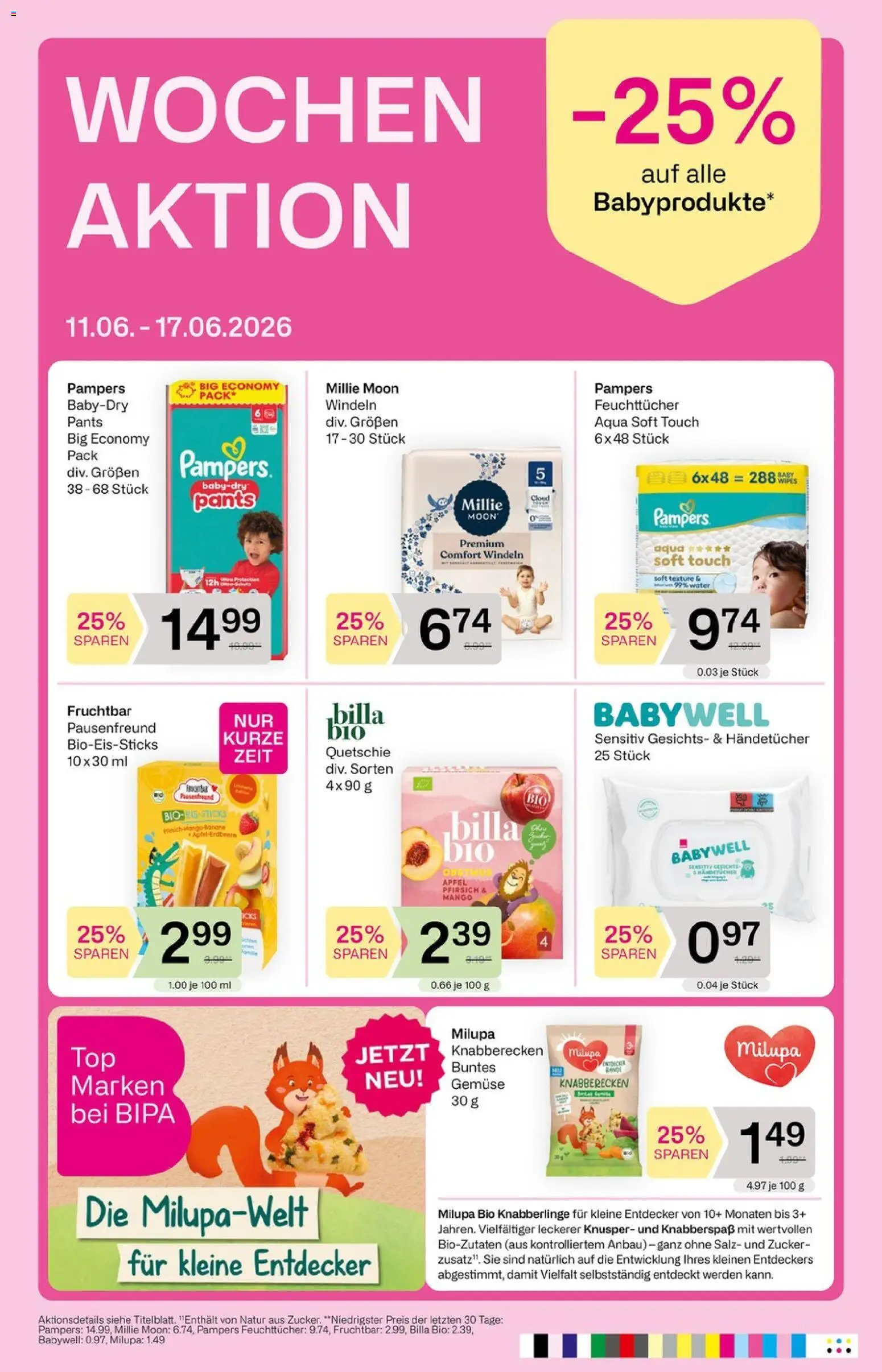 Bipa Flugblatt gültig ab 11.06.2026 | Seite: 8 | Produkte: Gemüse, Zucker, Mango, Pampers