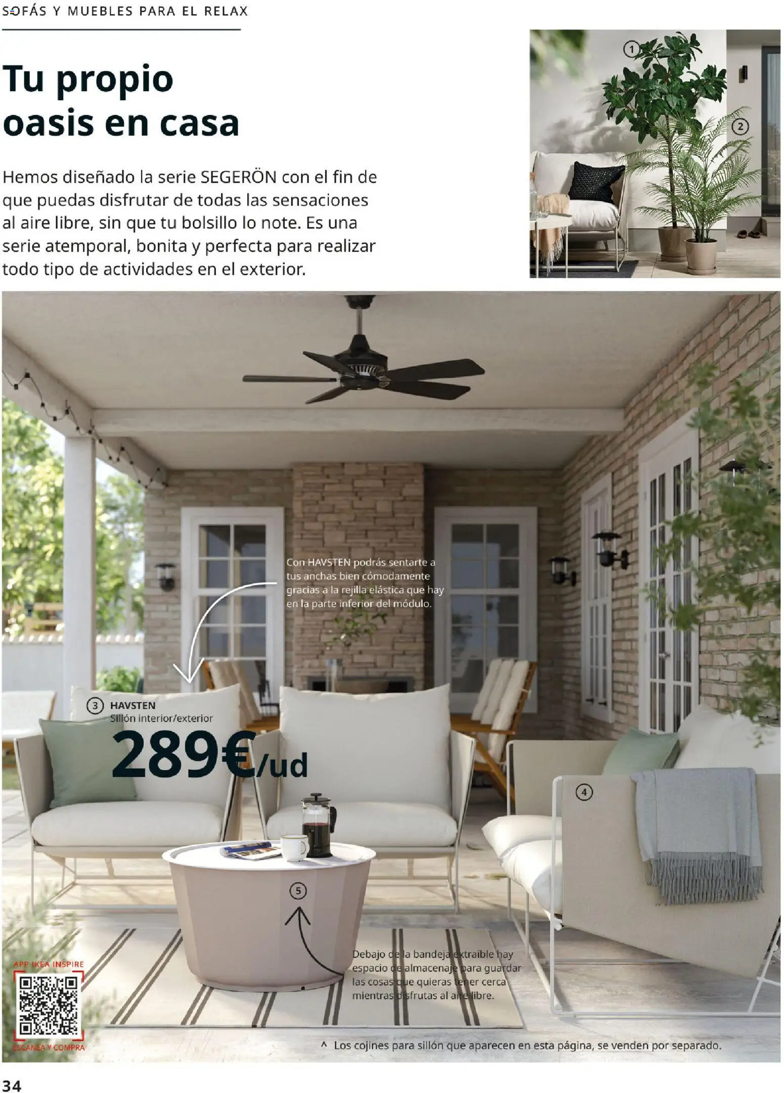 Catálogo IKEA Muebles de exterior │ válido desde el 17/12/2025 | Página: 34 | Productos: Sofás, Almacenaje, Sillón, Bandeja