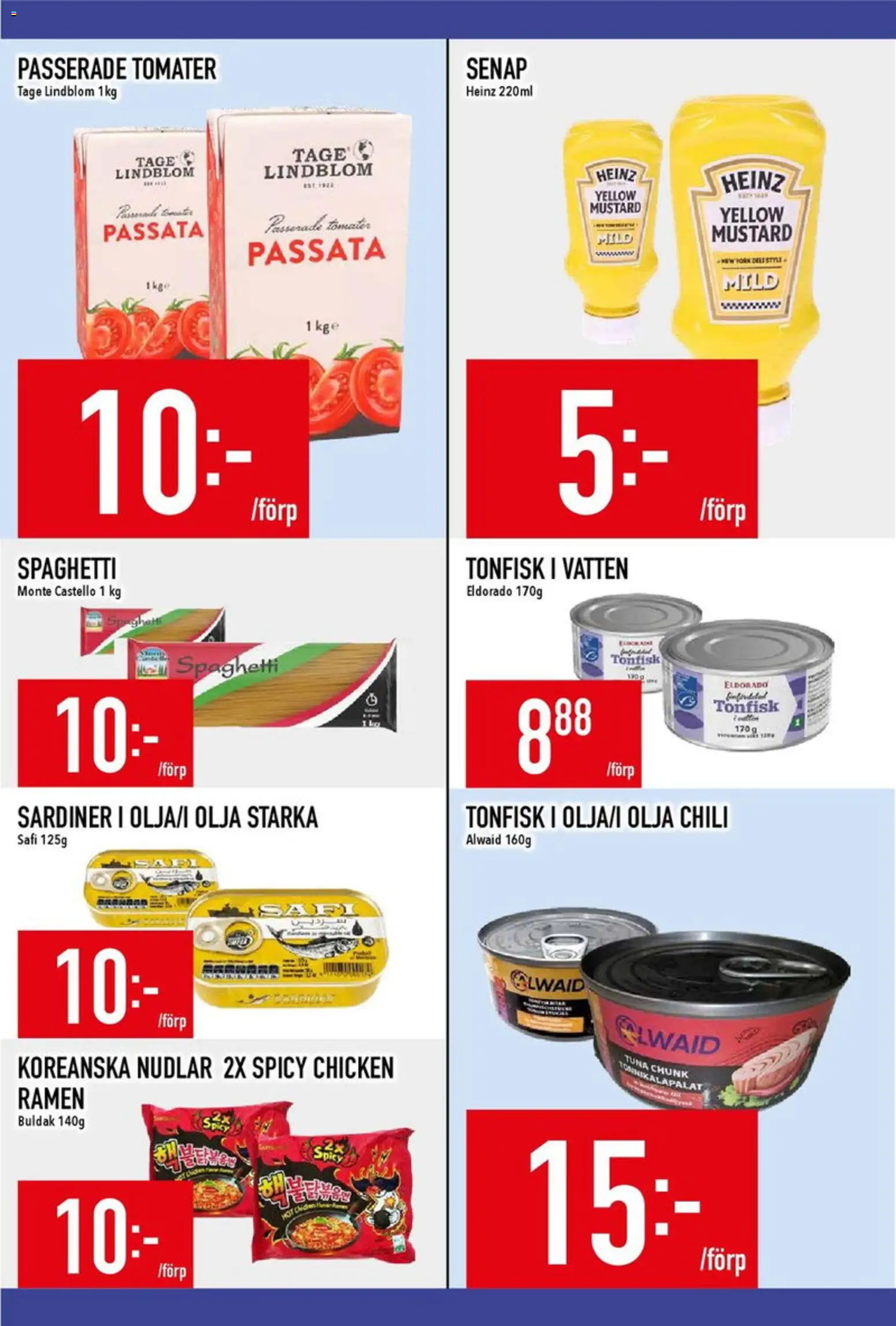 Matdax reklamblad aktuell från 31/08/2026 | Sida: 16 | Produkter: Senap, Vatten, Spaghetti, Tonfisk