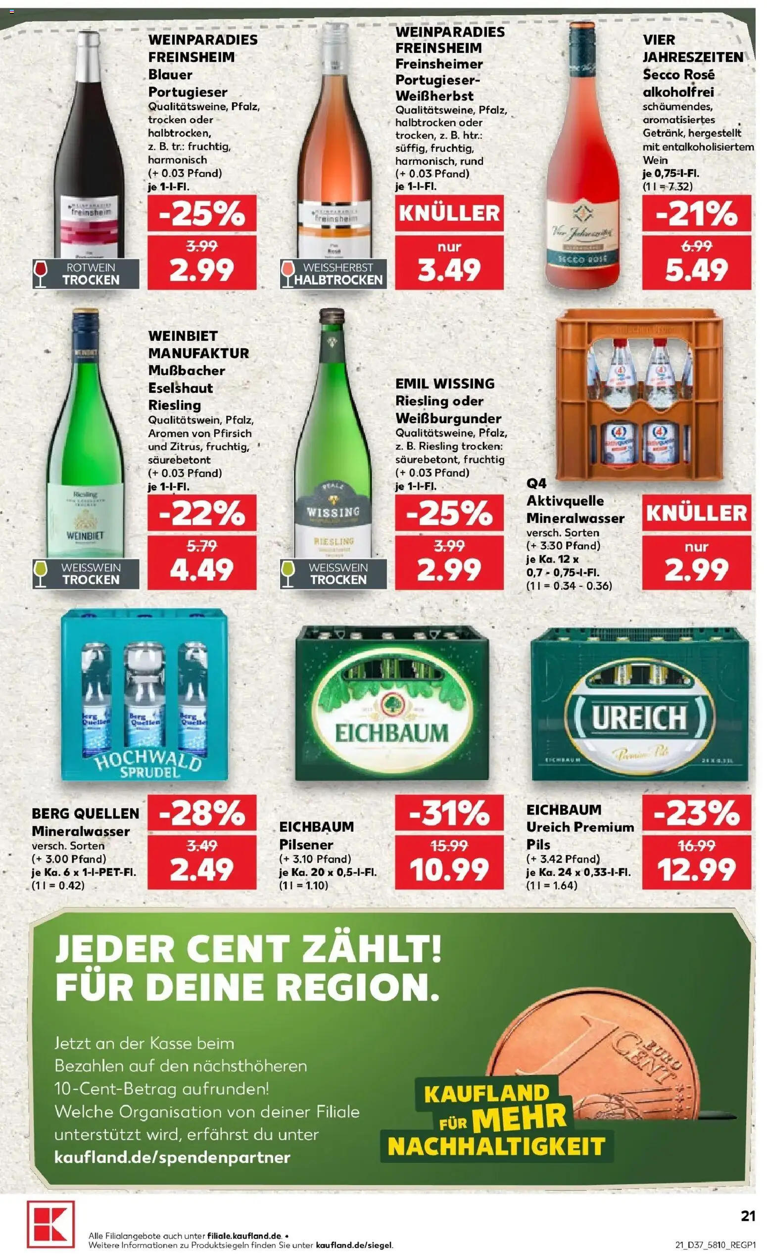 Prospekt Kaufland ab 10.09.2026 » Angebote Online zum Blättern | Seite: 21 | Produkte: Rotwein, Pils, Mineralwasser, Wein
