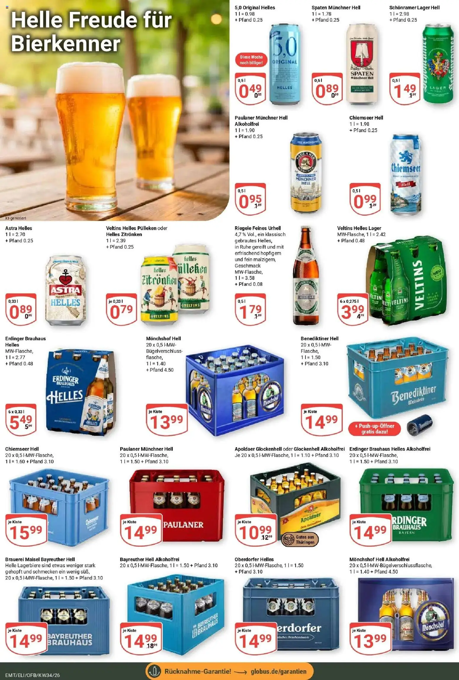 Globus Prospekt Mittelhausen (ab 17.08.2026) » Angebote online | Seite: 19 | Produkte: Bayreuther hell, Monchshof, Astra, Benediktiner hell