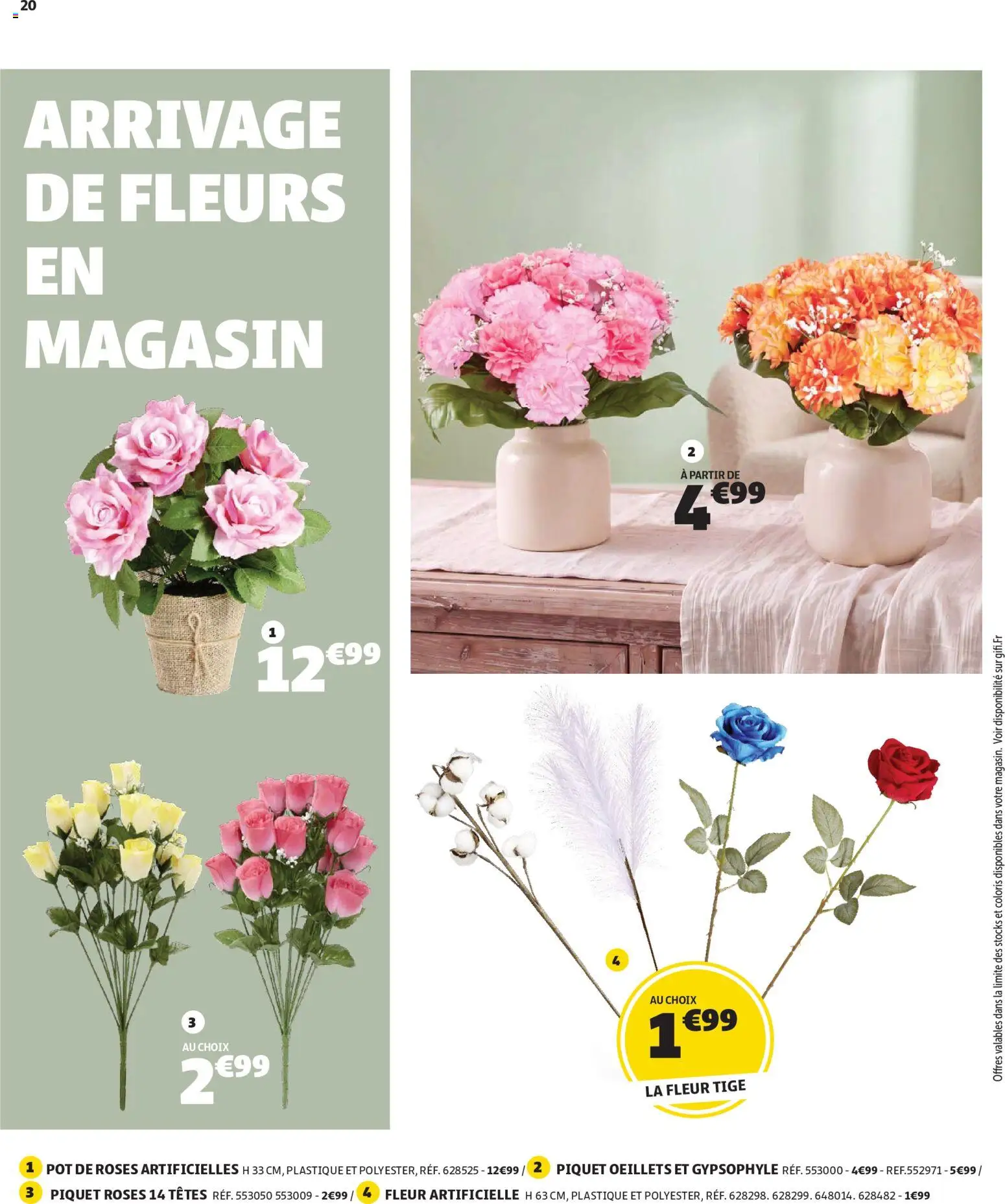 {H1} | Page: 20 | Produits: Fleur artificielle, Fleurs