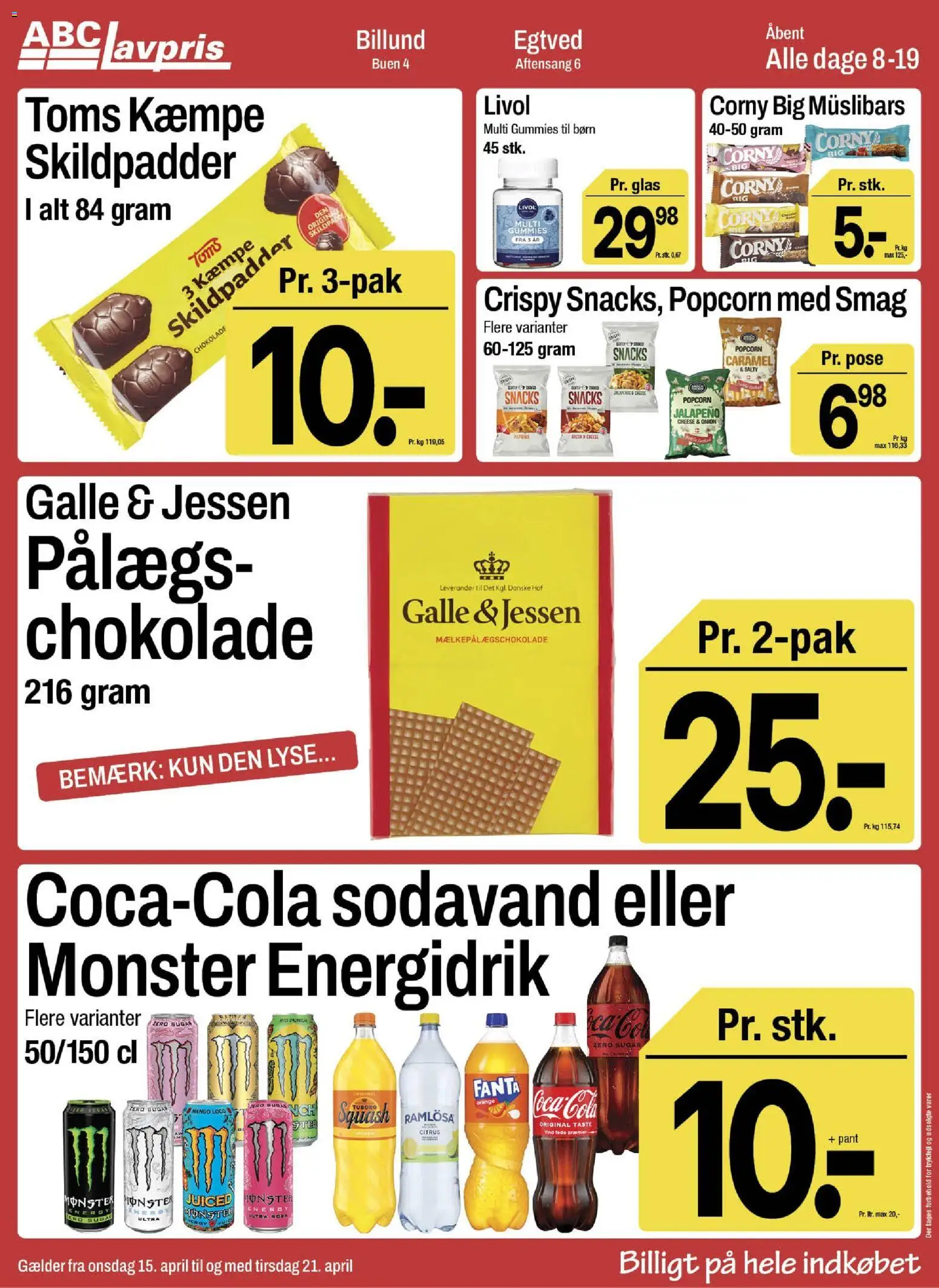 Abc Lavpris tilbudsavis – gyldig fra 15.04.2026 | Side: 10 | Produkter: Chokolade, Coca Cola, Sodavand, Fanta