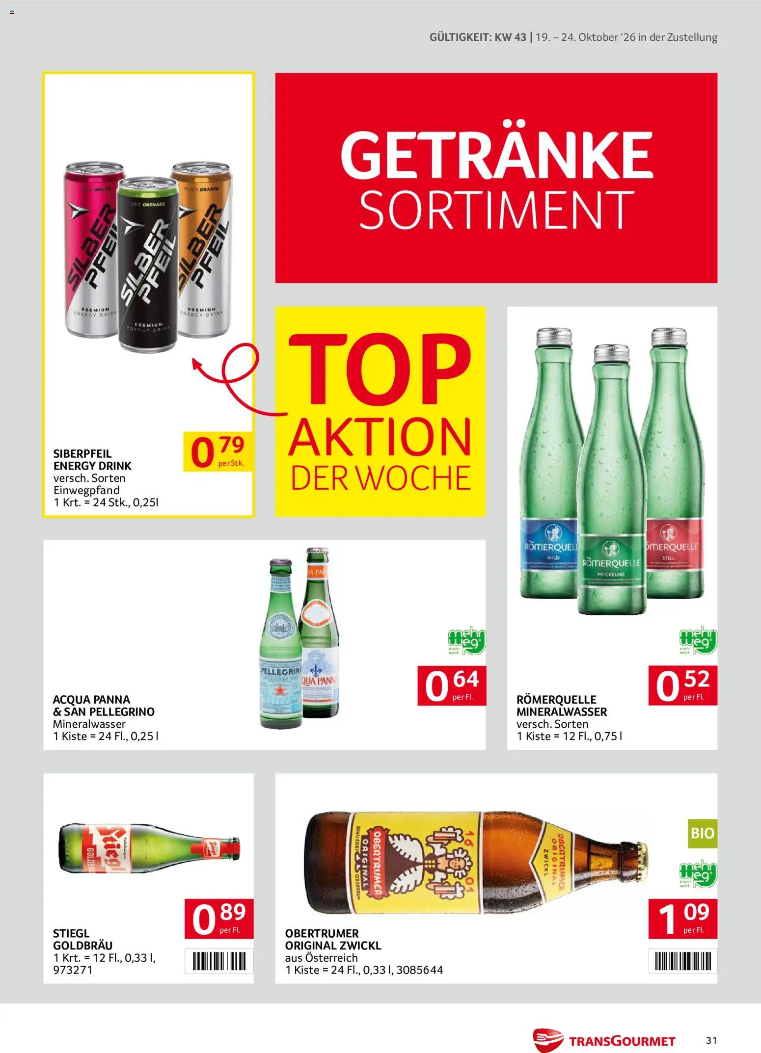 Transgourmet Flugblatt gültig ab 19.10.2026 | Seite: 31 | Produkte: Getränke, Mineralwasser