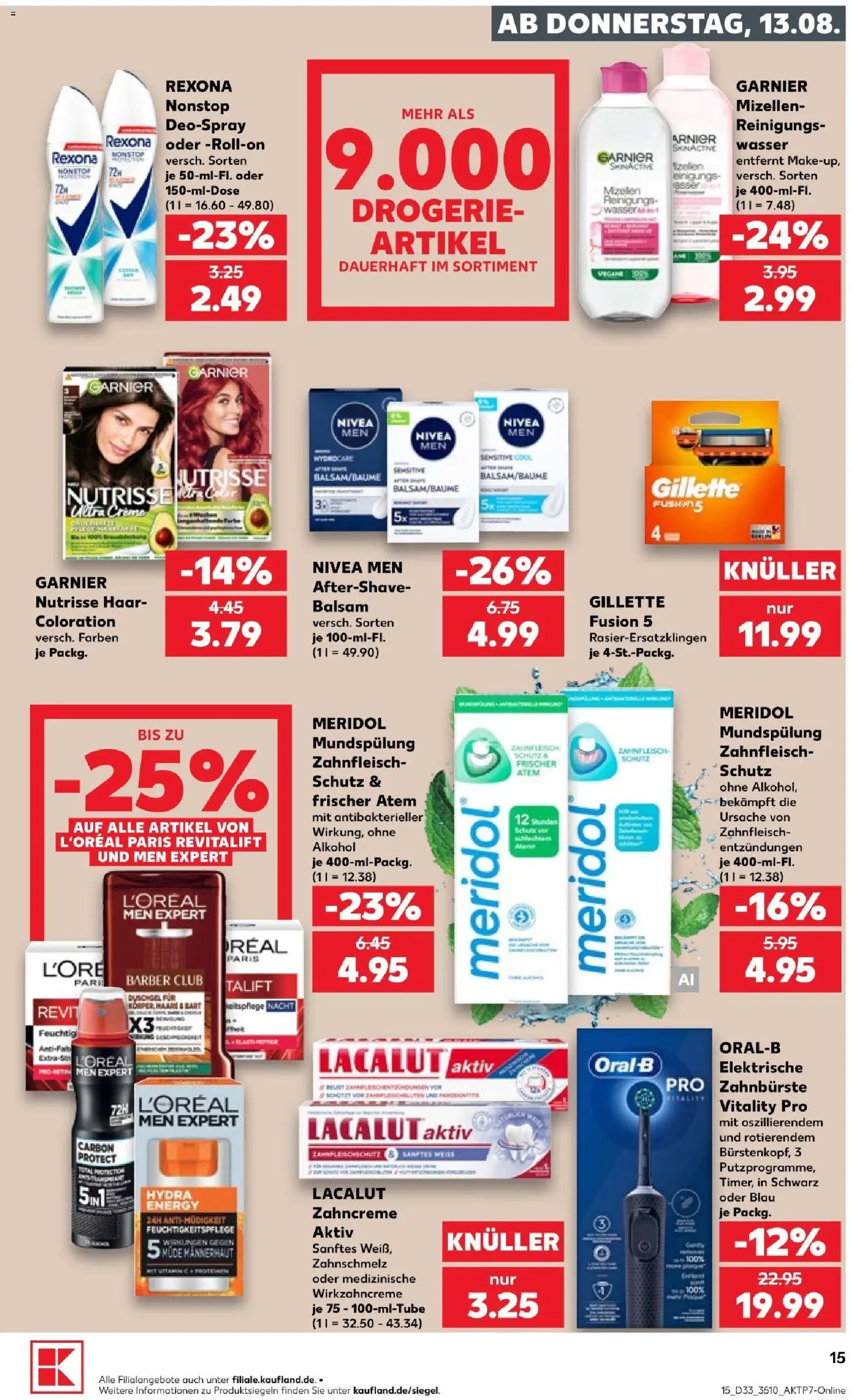 Kaufland Prospekt Zeitz – gültig ab 13.08.2026 | Seite: 15 | Produkte: Energy, Creme, Zahnbürste, Alkohol